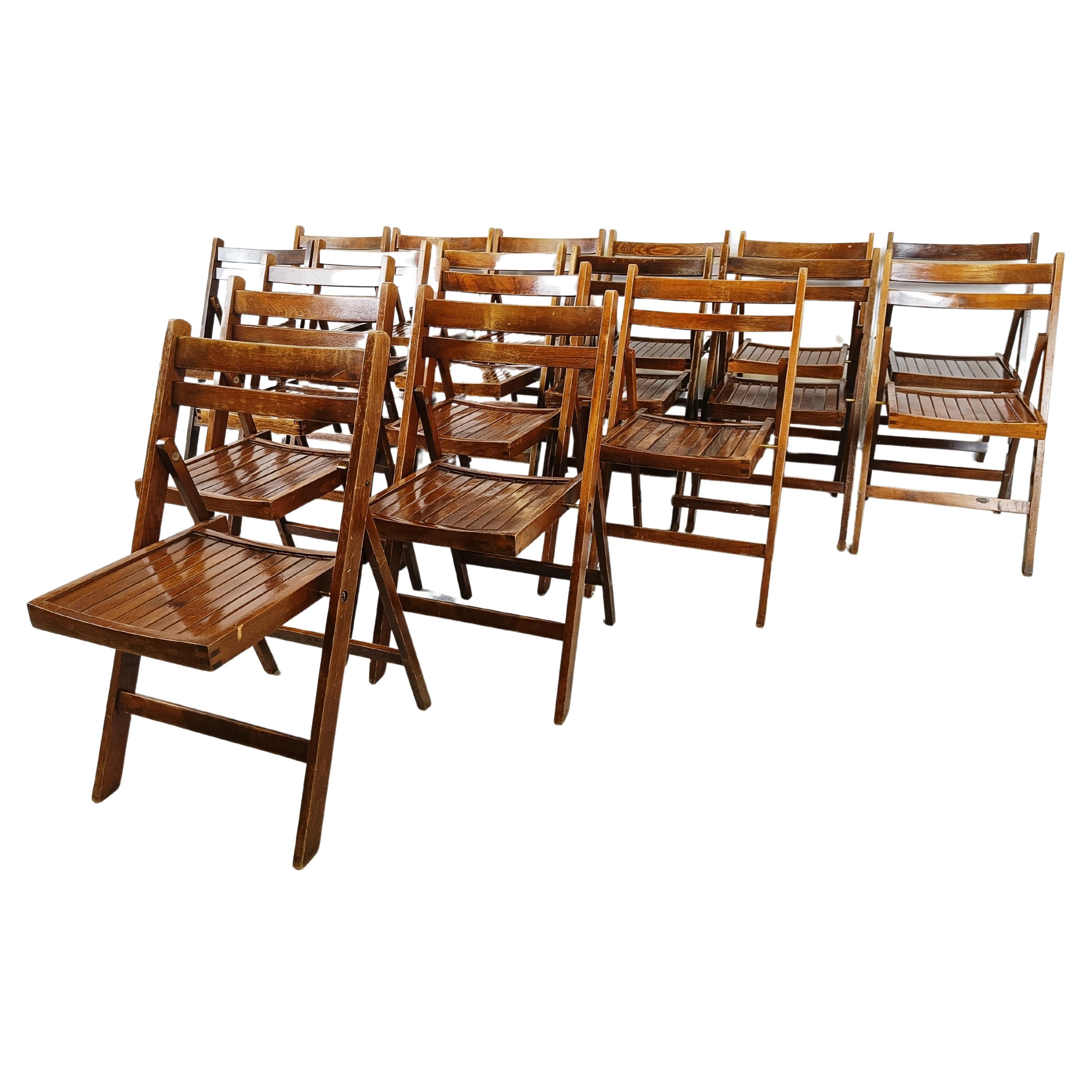 Chaises pliantes en bois du milieu du siècle, années 1950 