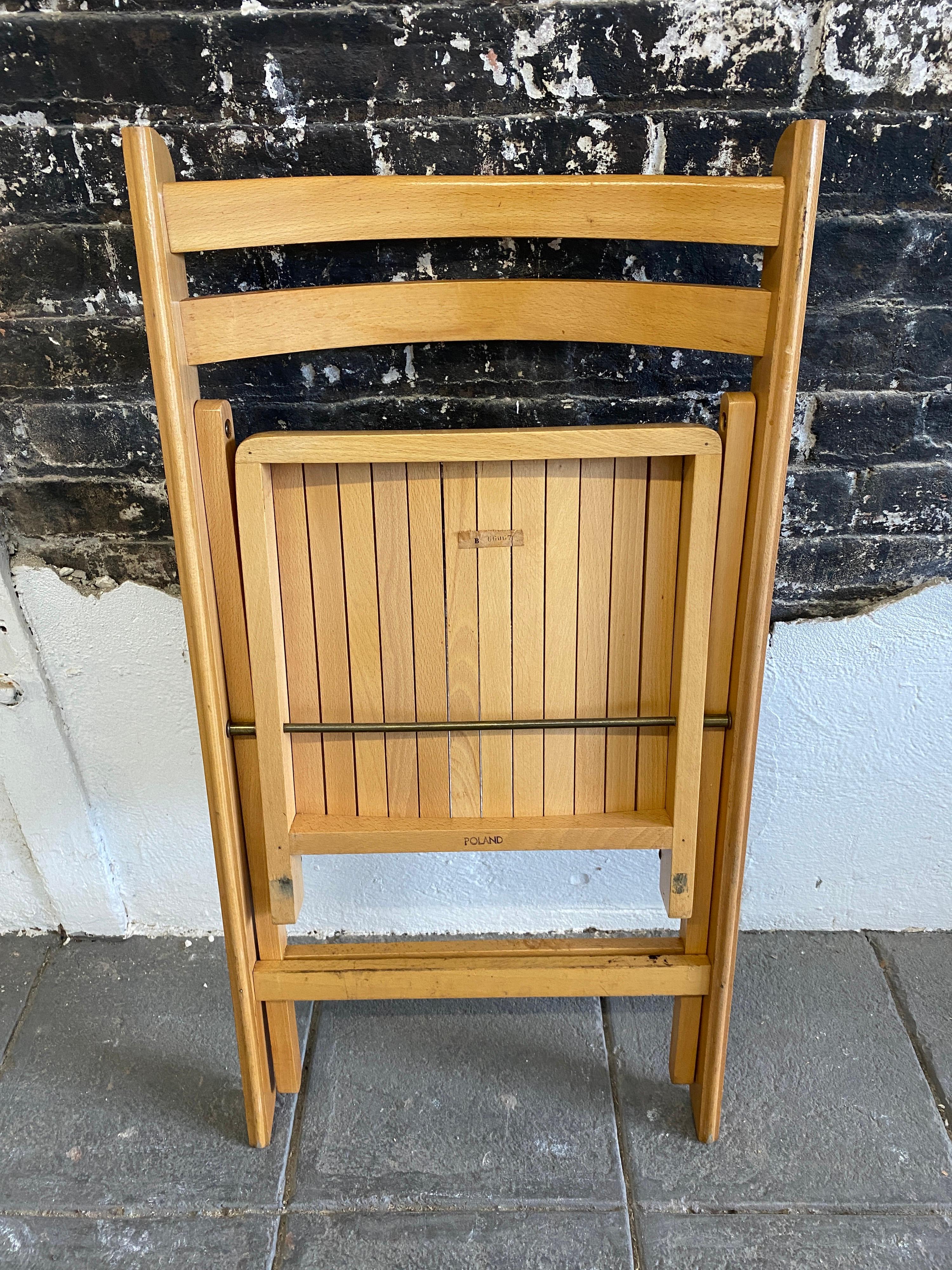 Mid-Century Modern Mid Century Wooden Folding Chairs Event Cafe Patio Maple Blonde