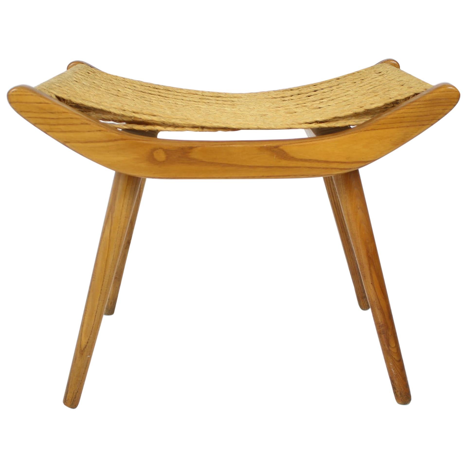 Midcentury Wooden Footstool/ ULUV, Czechoslovakia For Sale