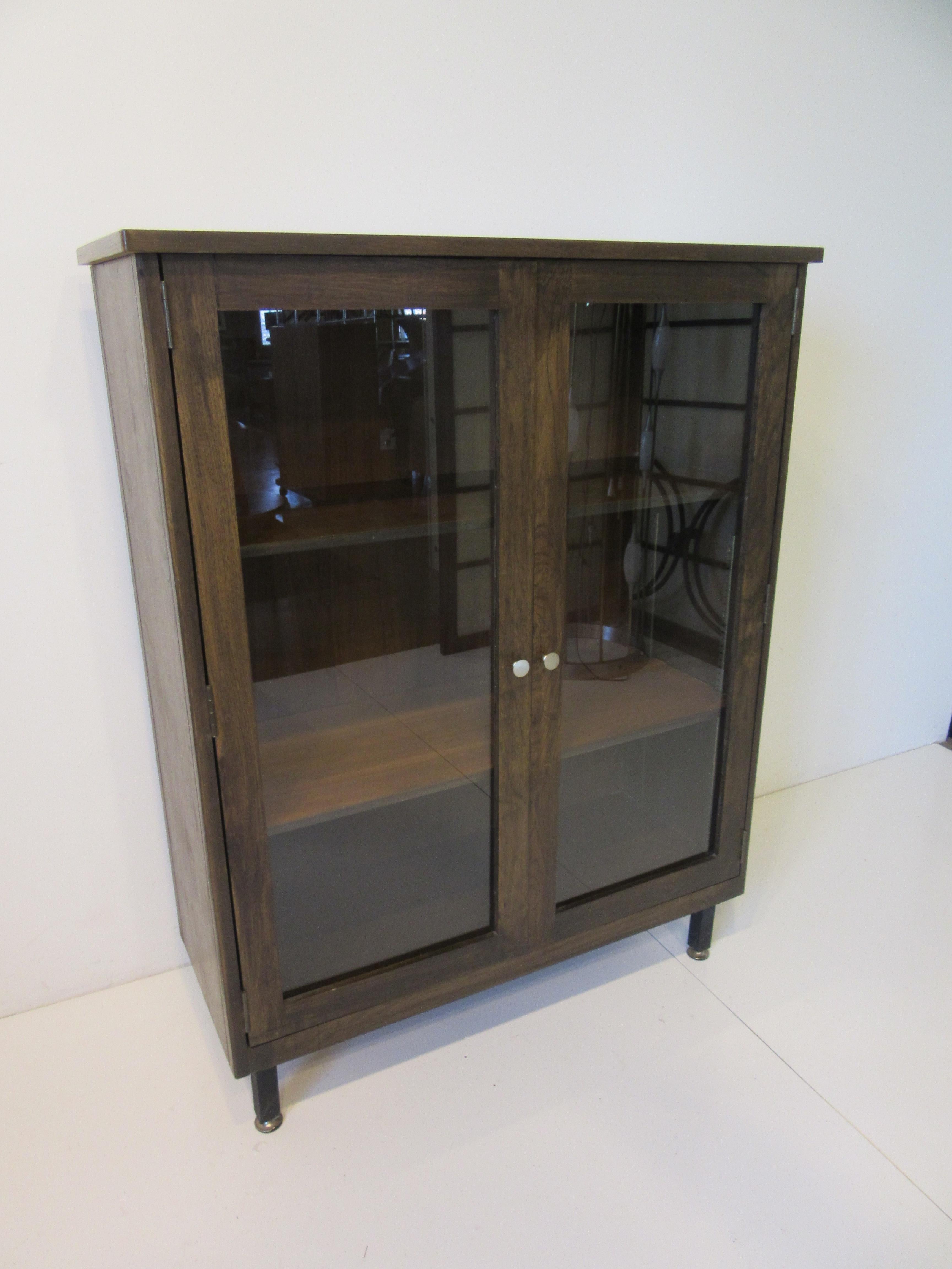 Mid Century Wooden / Glass Bookcase 2