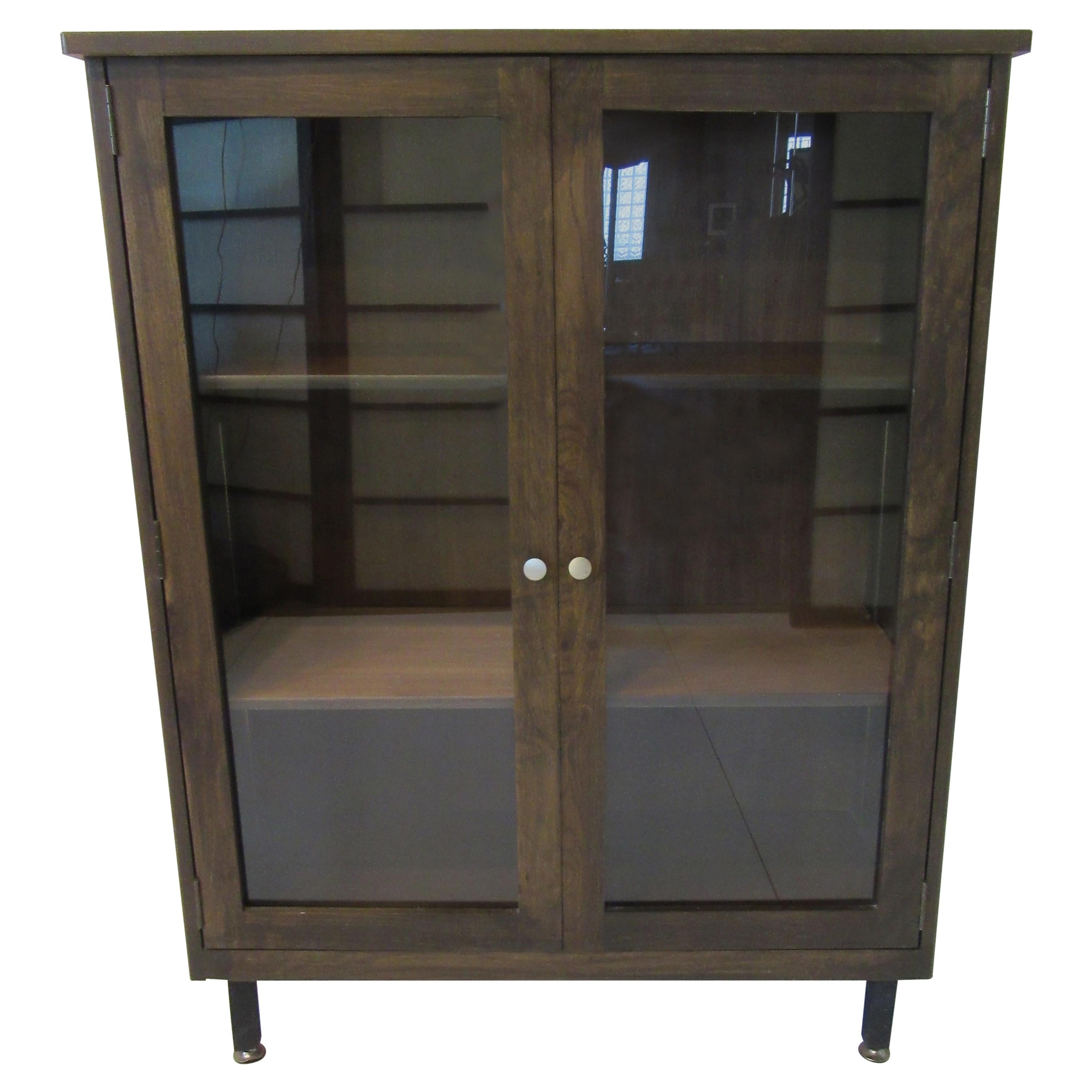 Mid Century Wooden / Glass Bookcase