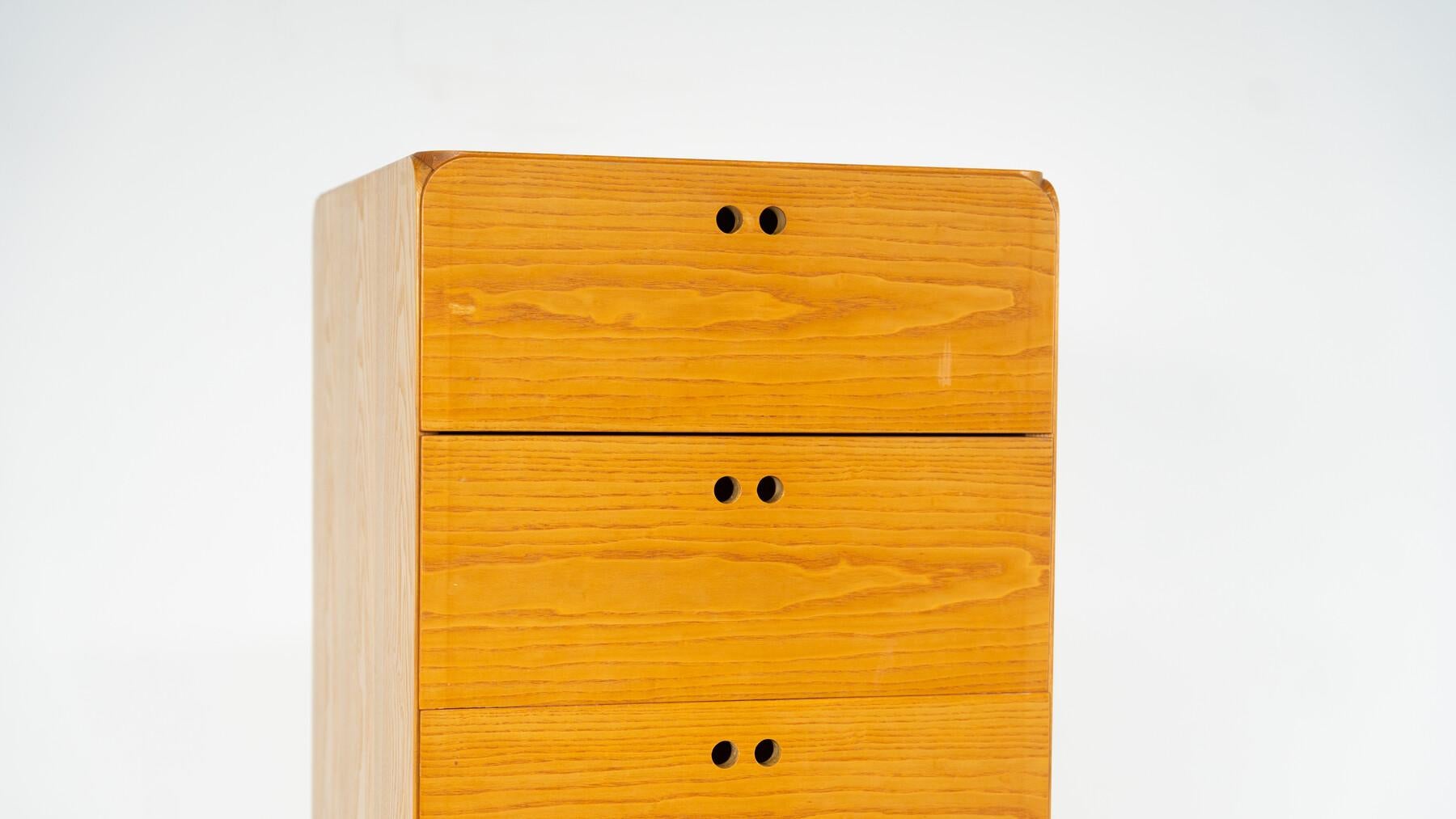 Belgian Mid-Century Wooden High Chest of Drawer by Derk Jan de Vries For Sale