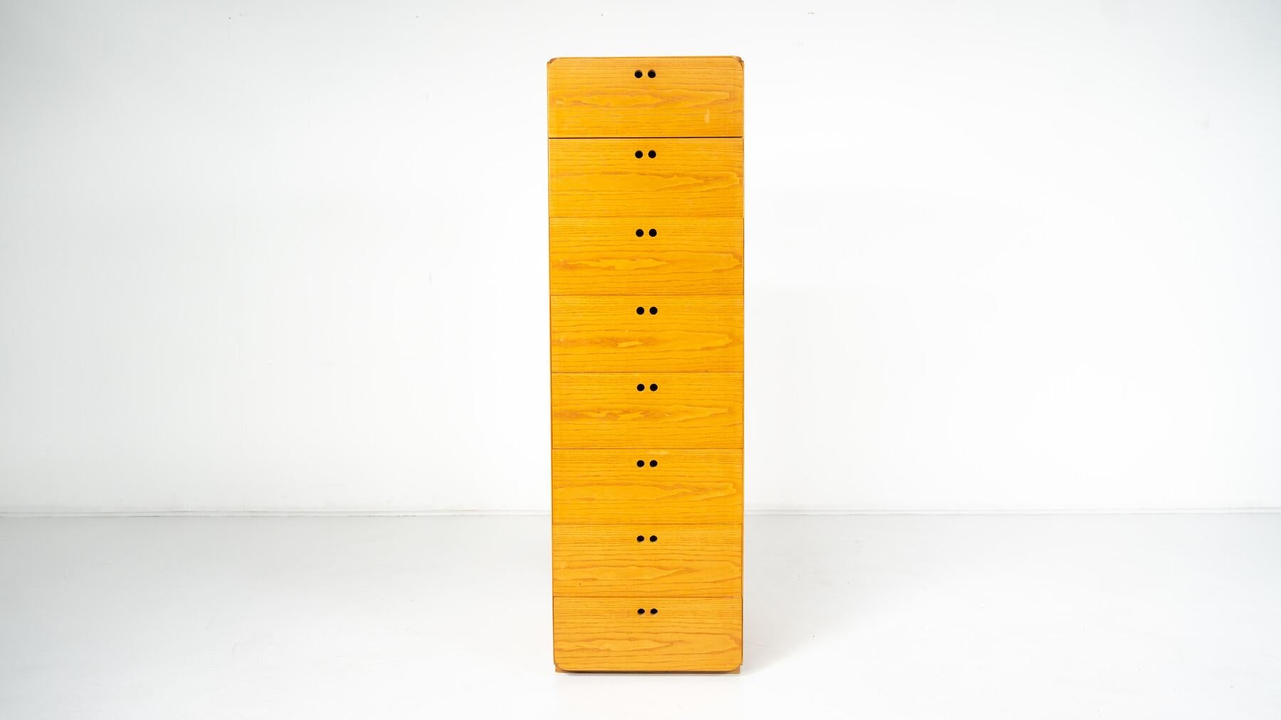 Mid-Century Wooden High Chest of Drawer by Derk Jan de Vries For Sale 1
