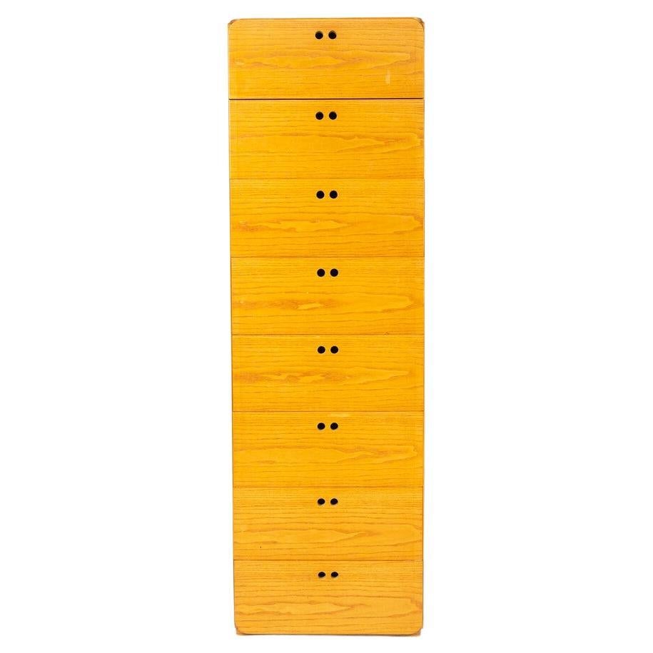Mid-Century Wooden High Chest of Drawer by Derk Jan de Vries For Sale