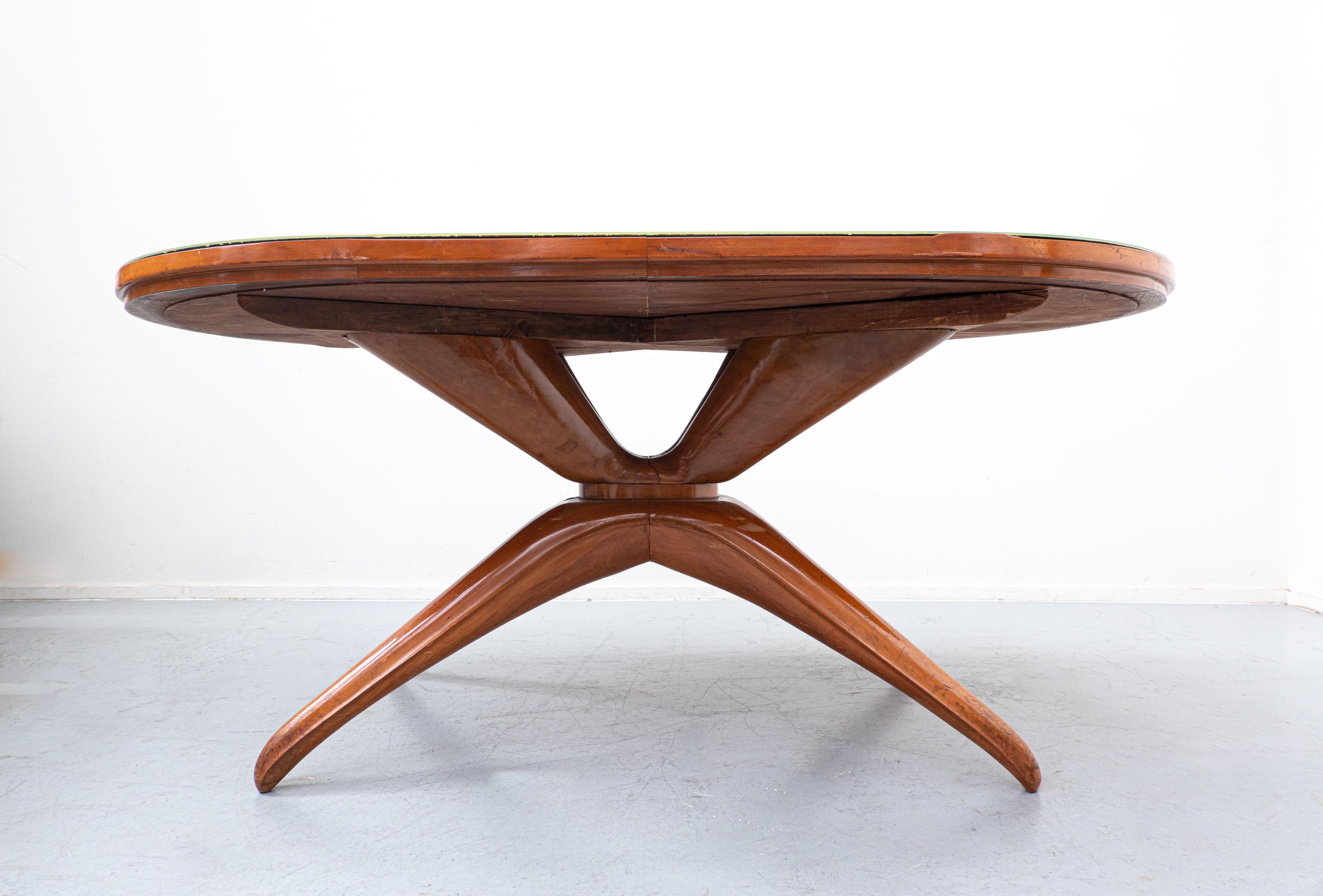 Mid-Century Modern Mid-Century Wooden Italian Dining table attributed to Guglielmo Ulrich, 1950s For Sale