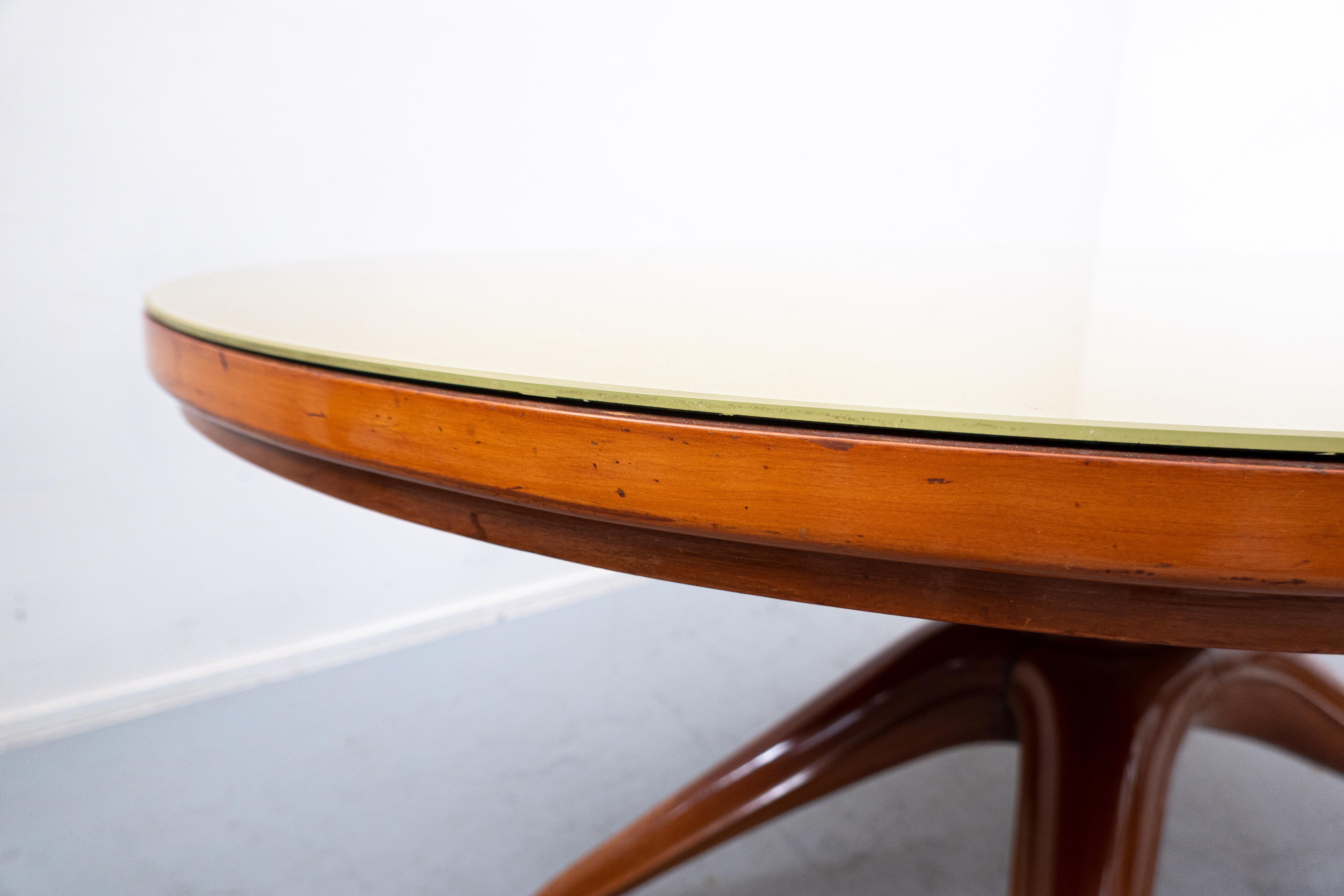 Mid-Century Wooden Italian Dining table attributed to Guglielmo Ulrich, 1950s For Sale 3