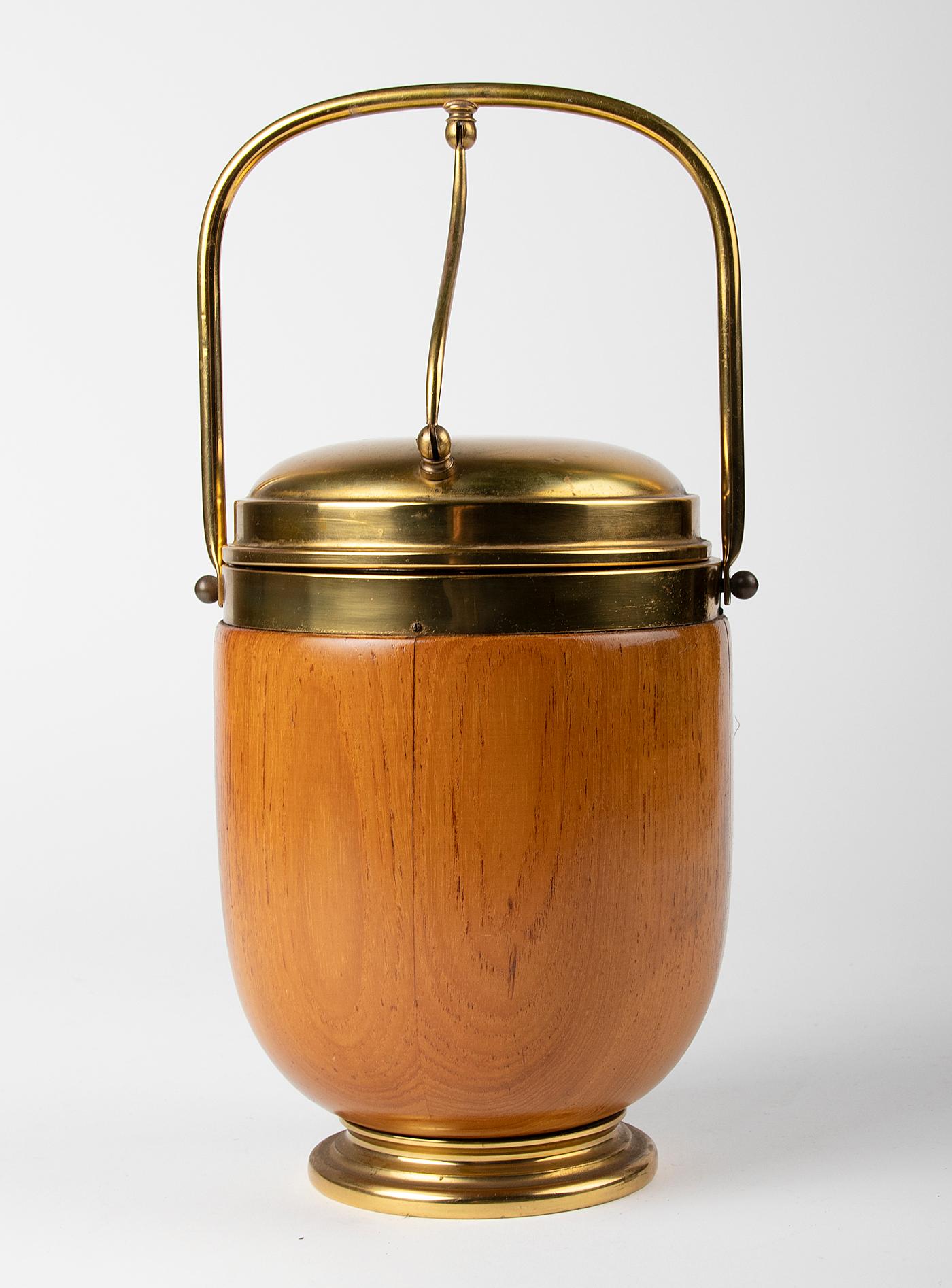 Mid-Century Wooden Italian Ice Bucket by Aldo Tura for Macabo For Sale 6