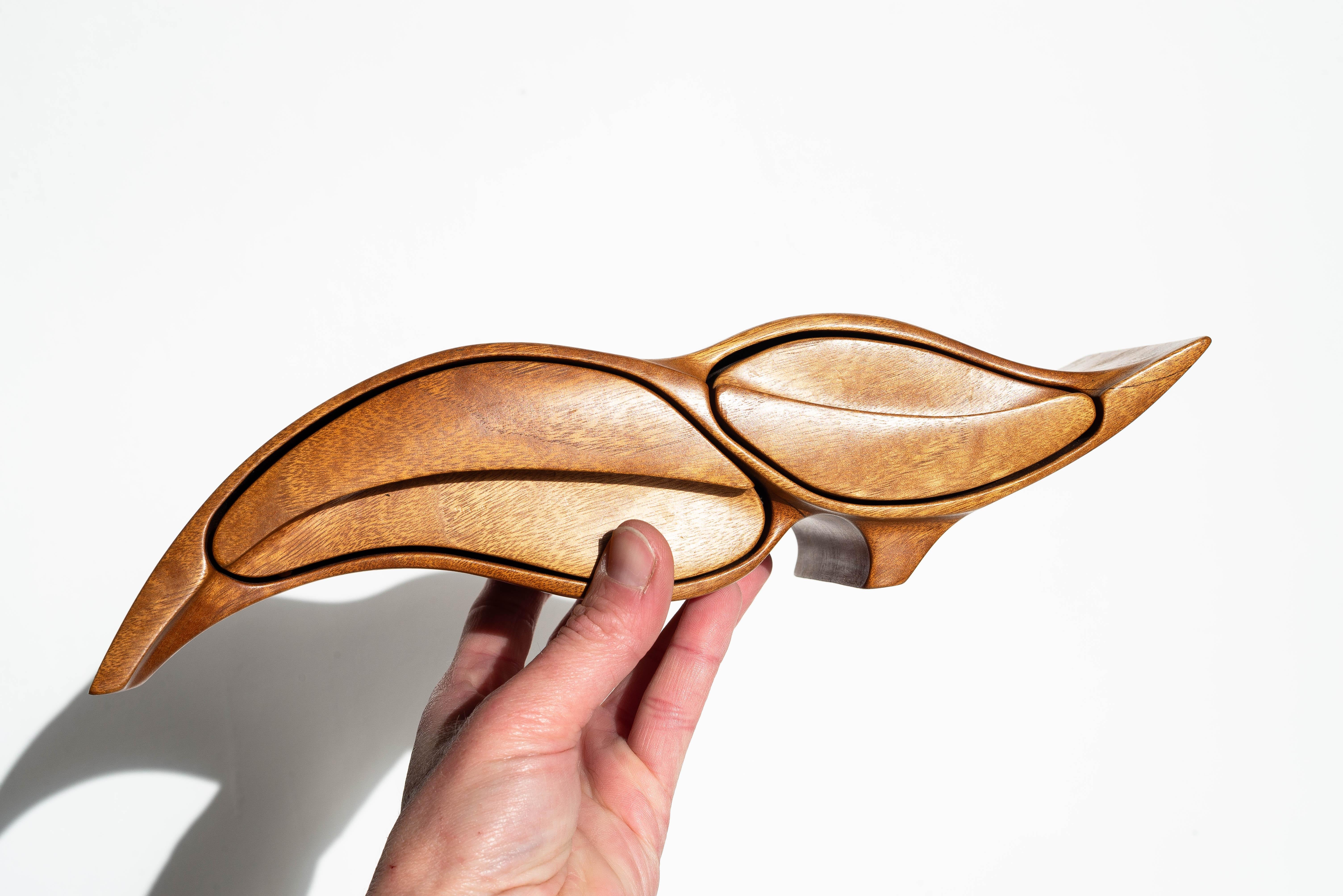 Mid-Century Modern Boîte à bijoux en bois du milieu du siècle, forme libre avec tiroirs - Australie 1970 en vente