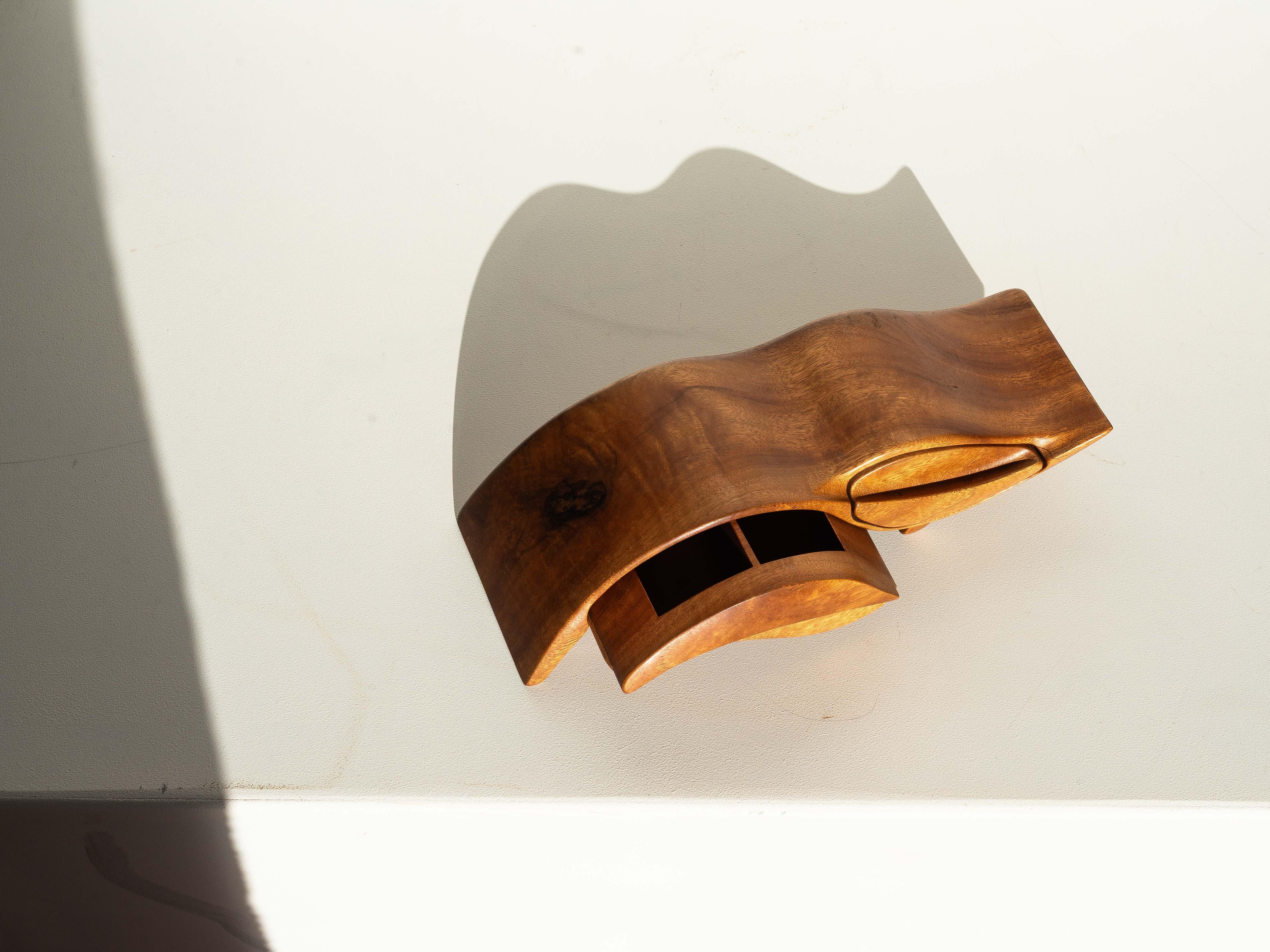 Sculpté Boîte à bijoux en bois du milieu du siècle, forme libre avec tiroirs - Australie 1970 en vente