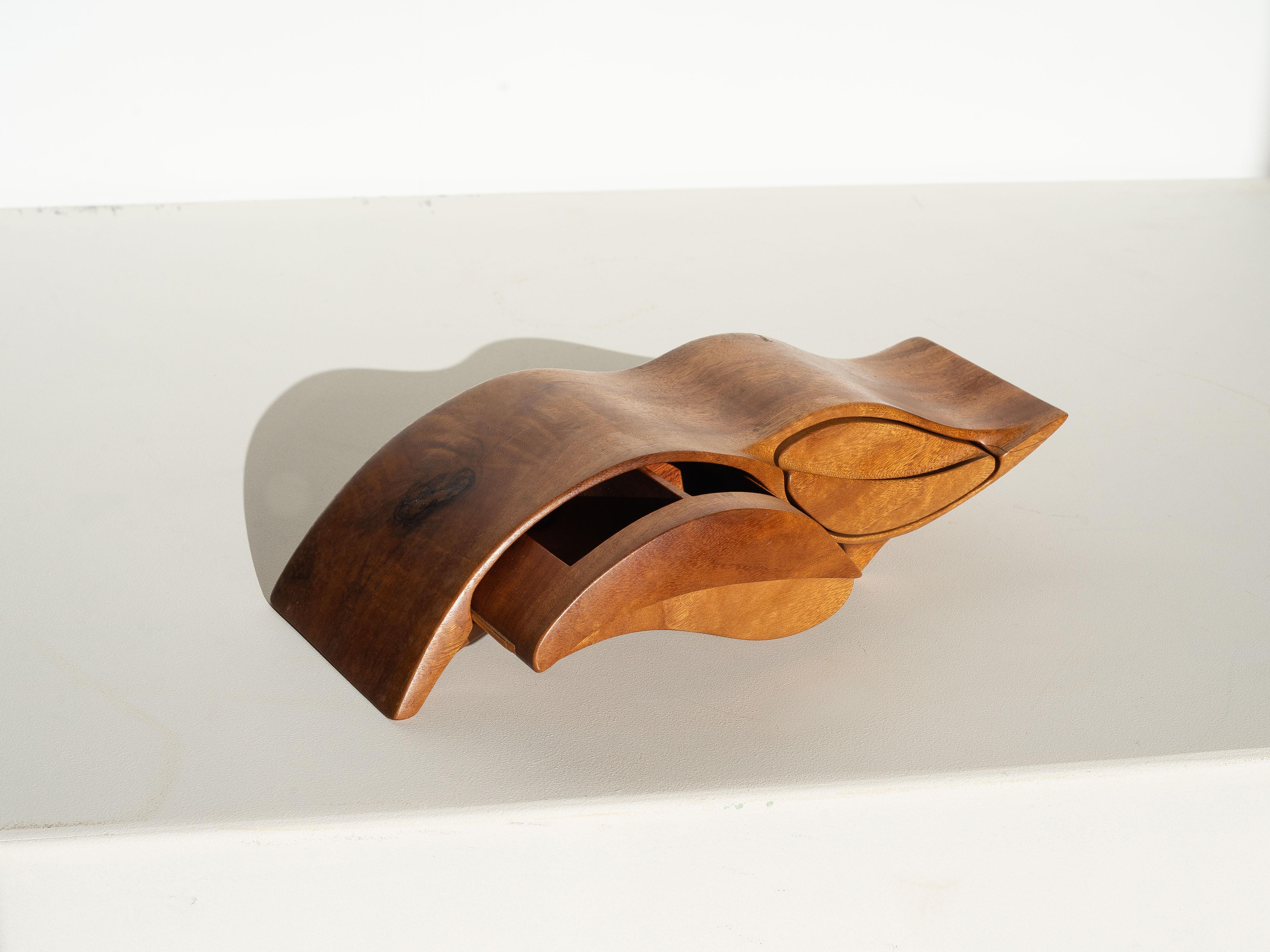 Boîte à bijoux en bois du milieu du siècle, forme libre avec tiroirs - Australie 1970 Bon état - En vente à ROUEN, Normandie