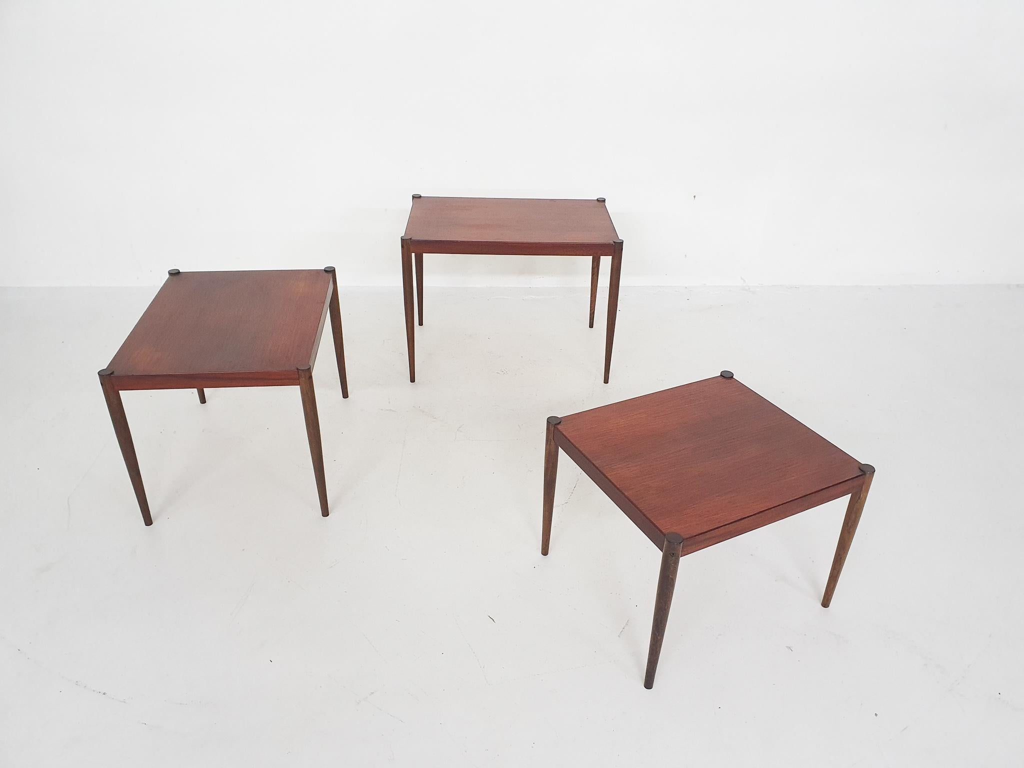 Scandinavian Modern Mid-Century Wooden Nesting Tables, The Netherlands, 1950's For Sale