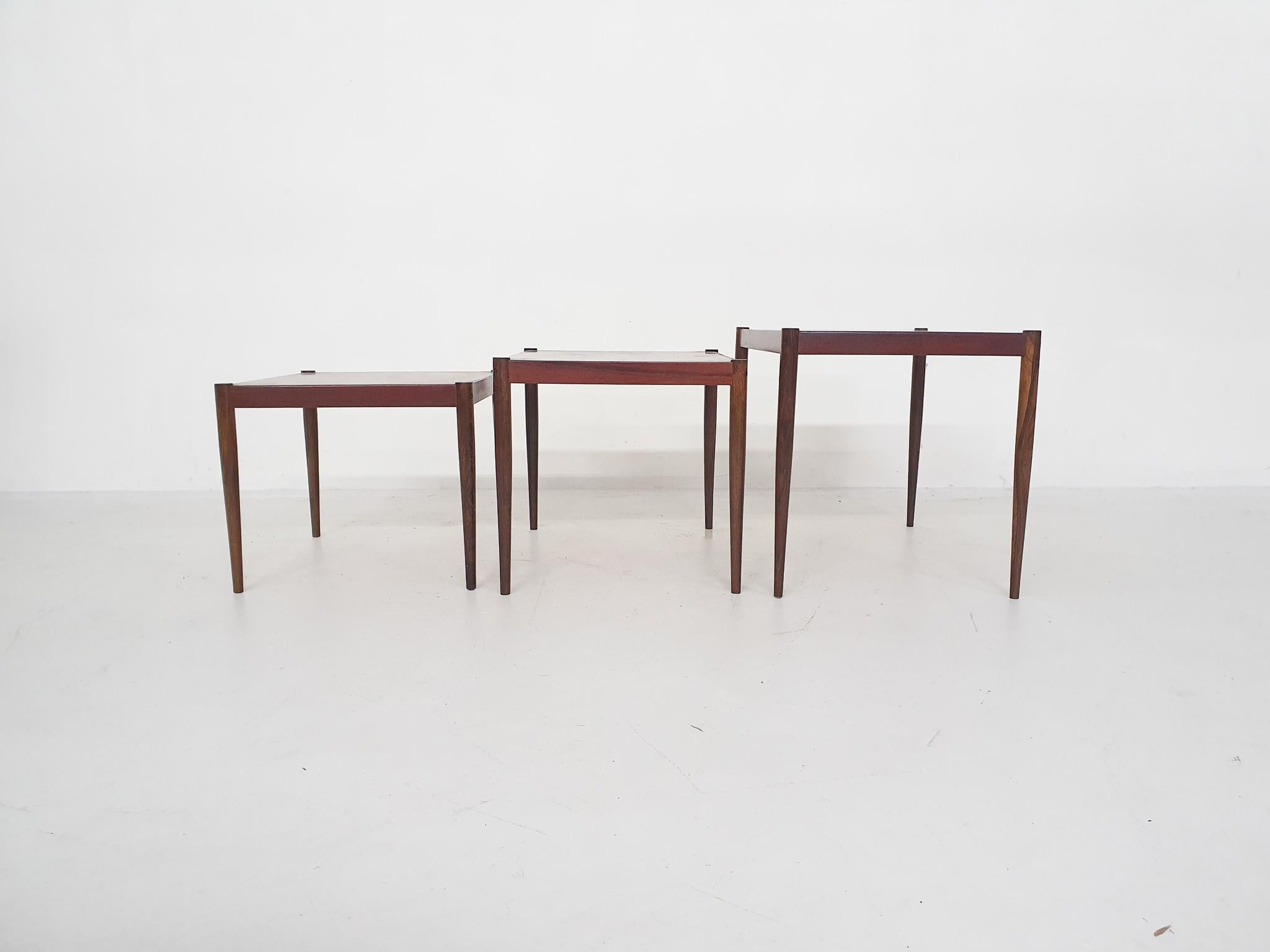 Mid-20th Century Mid-Century Wooden Nesting Tables, The Netherlands, 1950's For Sale
