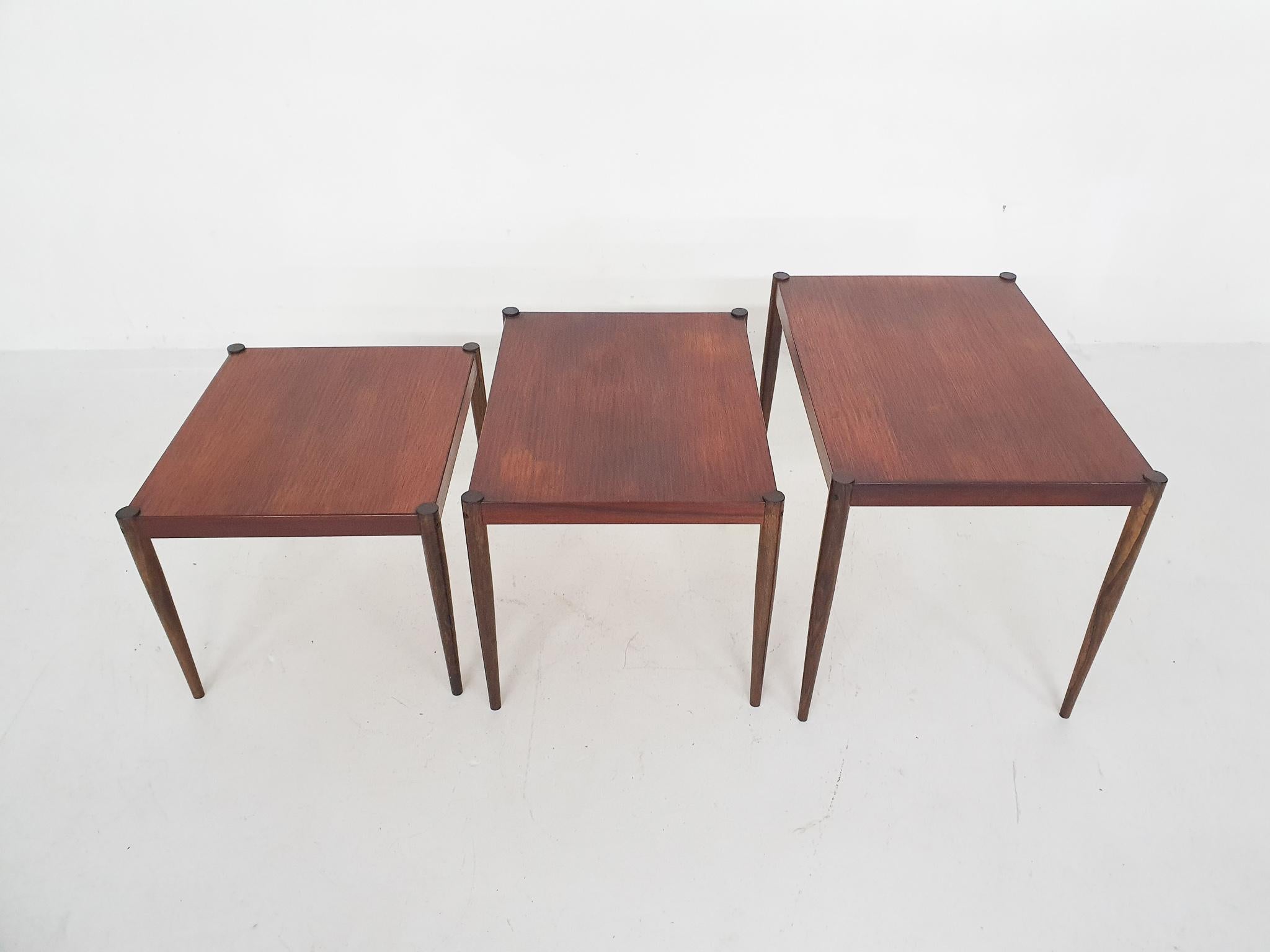 Mid-Century Wooden Nesting Tables, The Netherlands, 1950's For Sale 1