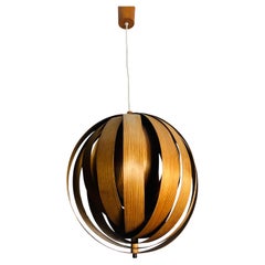 Mid-Century-Hängelampe aus Holz von Hans-Agne Jakobsson, Schweden, 1960er Jahre