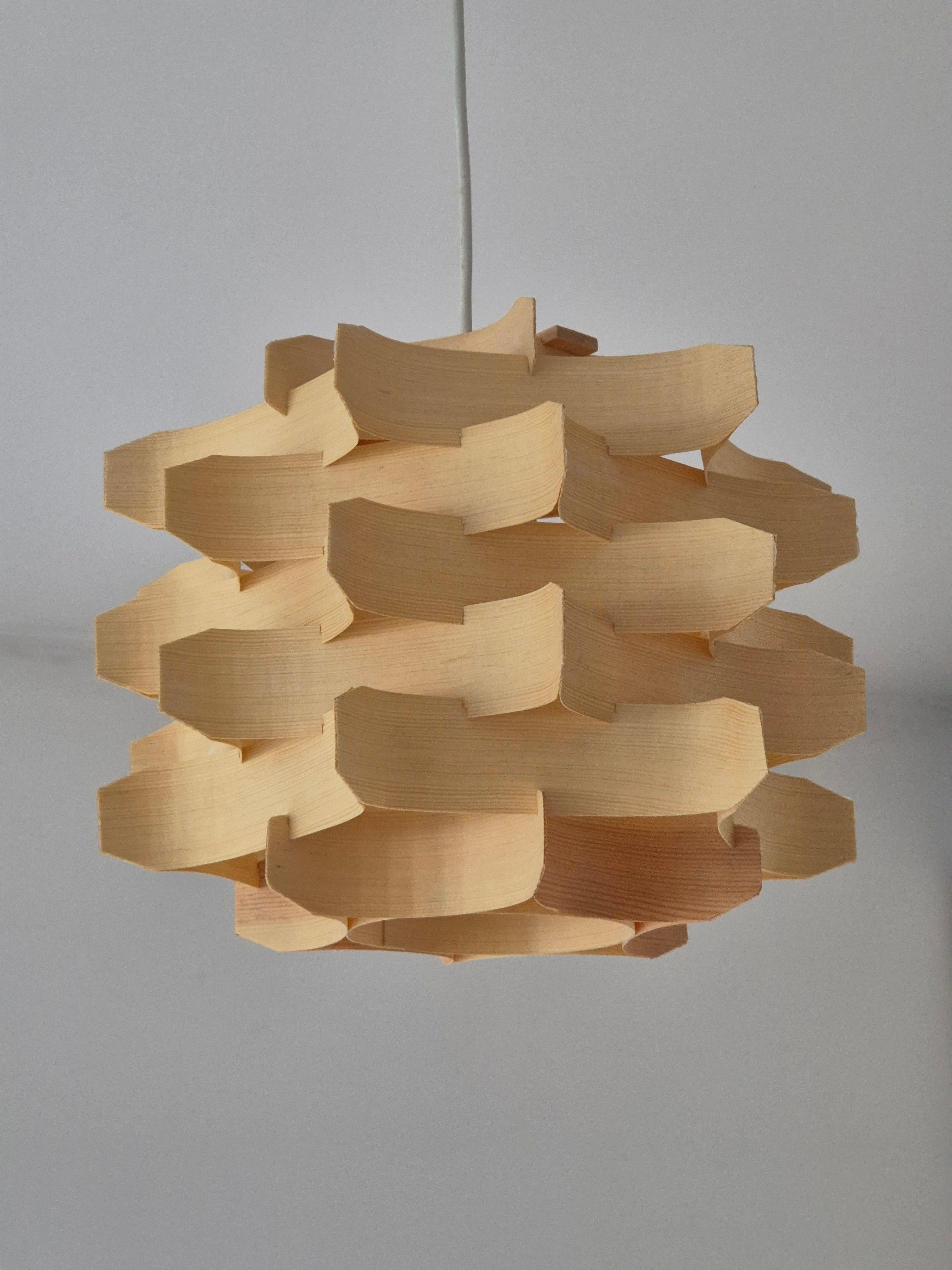 Mid-Century Wooden Pendant Lamp by Hans-Agne Jakobsson, Sweden, 1970s For Sale 6