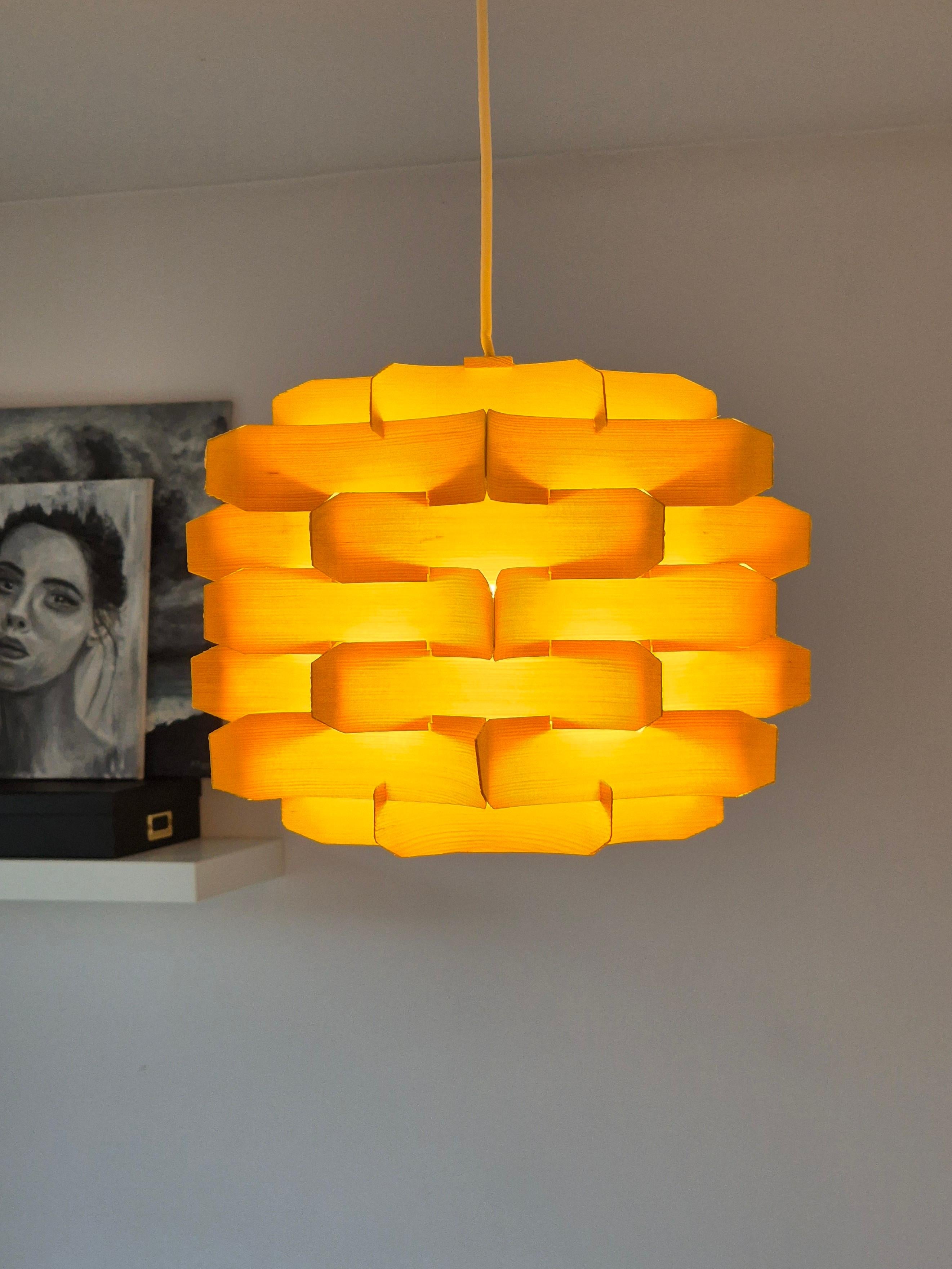 Mid-Century Wooden Pendant Lamp by Hans-Agne Jakobsson, Sweden, 1970s In Good Condition For Sale In Radomsko, Województwo łódzkie