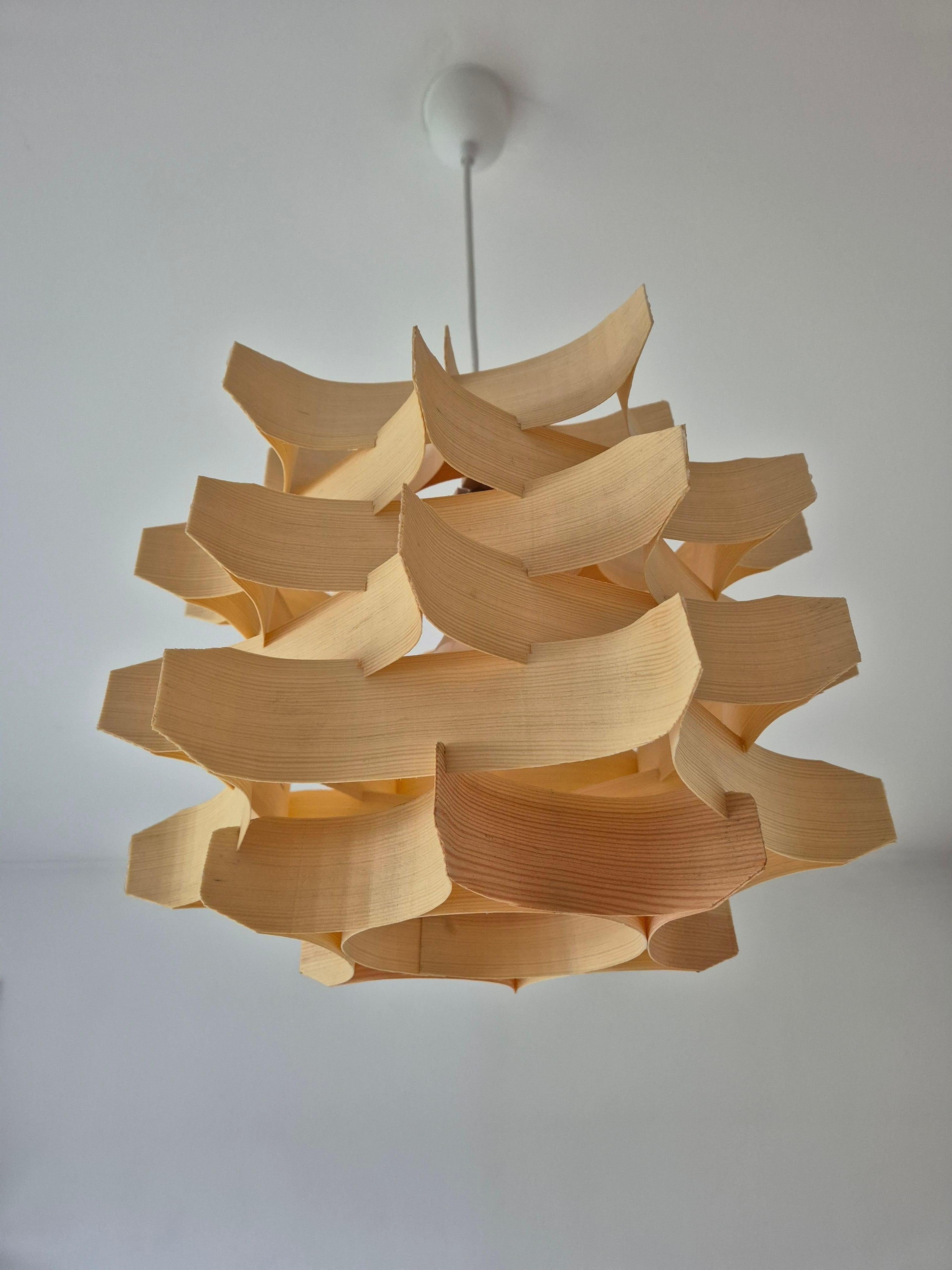 Mid-Century Wooden Pendant Lamp by Hans-Agne Jakobsson, Sweden, 1970s For Sale 2