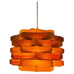 Mid-Century Wooden Pendant Lamp by Hans-Agne Jakobsson, Sweden, 1970s