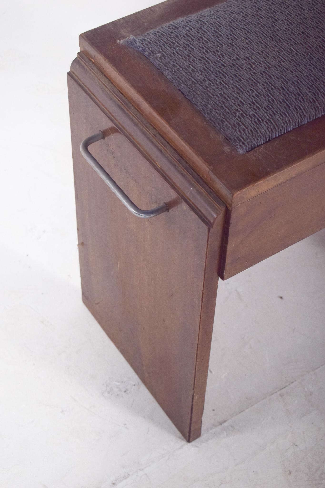 Banco de madera de mediados de siglo para piano Danés en venta