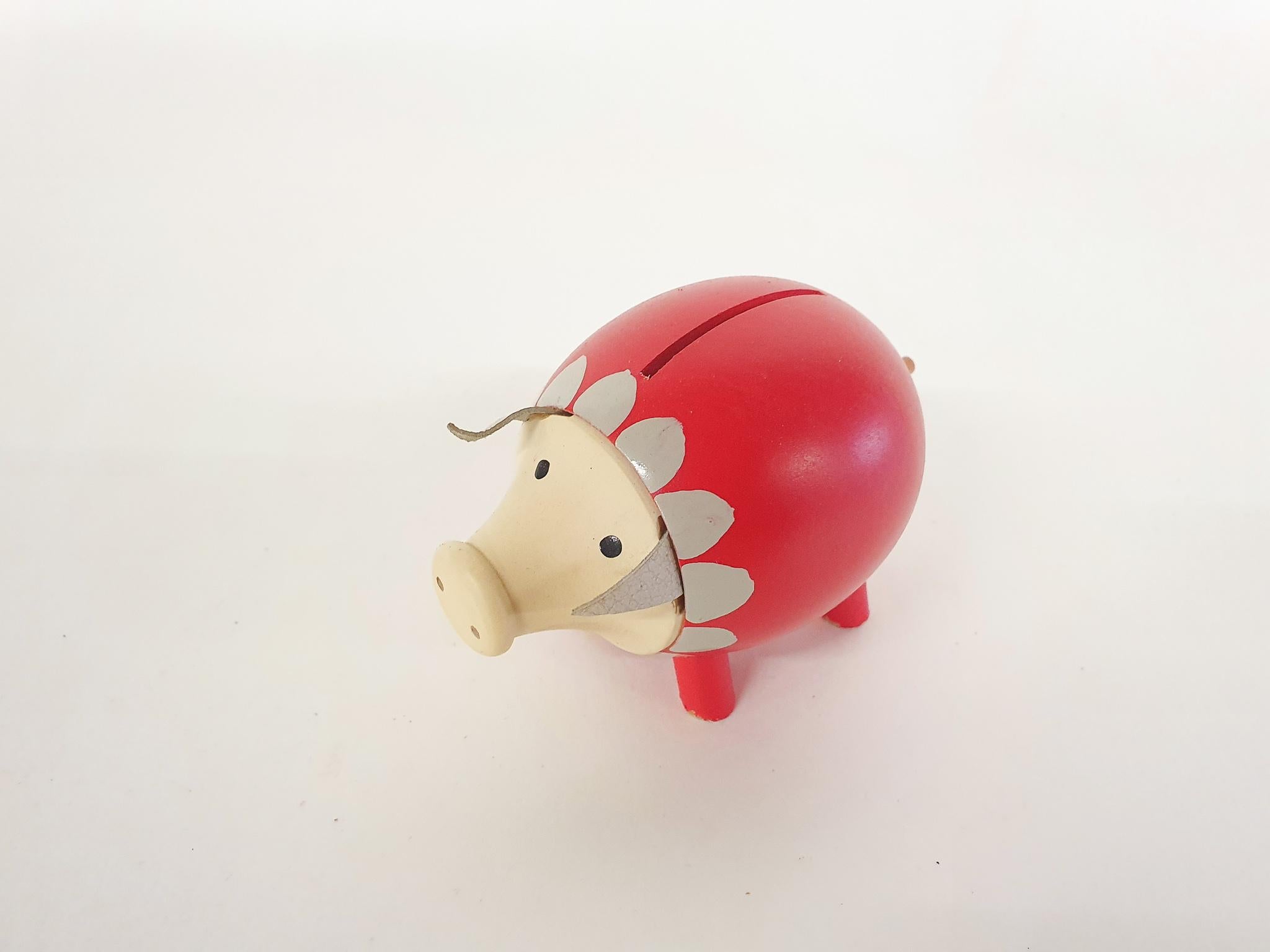 Mid-Century Wooden Piggy Bank, Sweden, 1960's In Good Condition In Amsterdam, NL