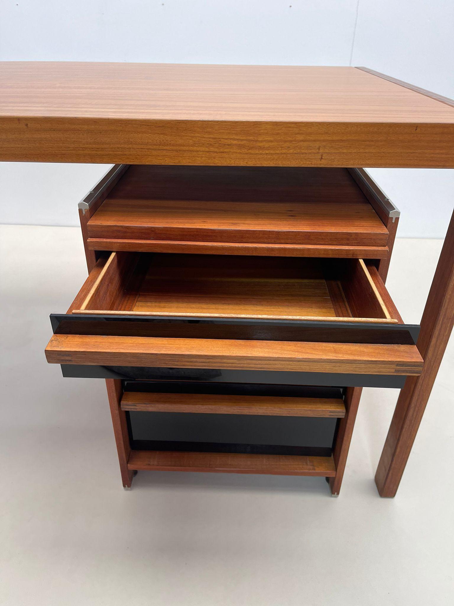Mid-Century Wooden Scandinavian Desk with Drawers, 1960s For Sale 6