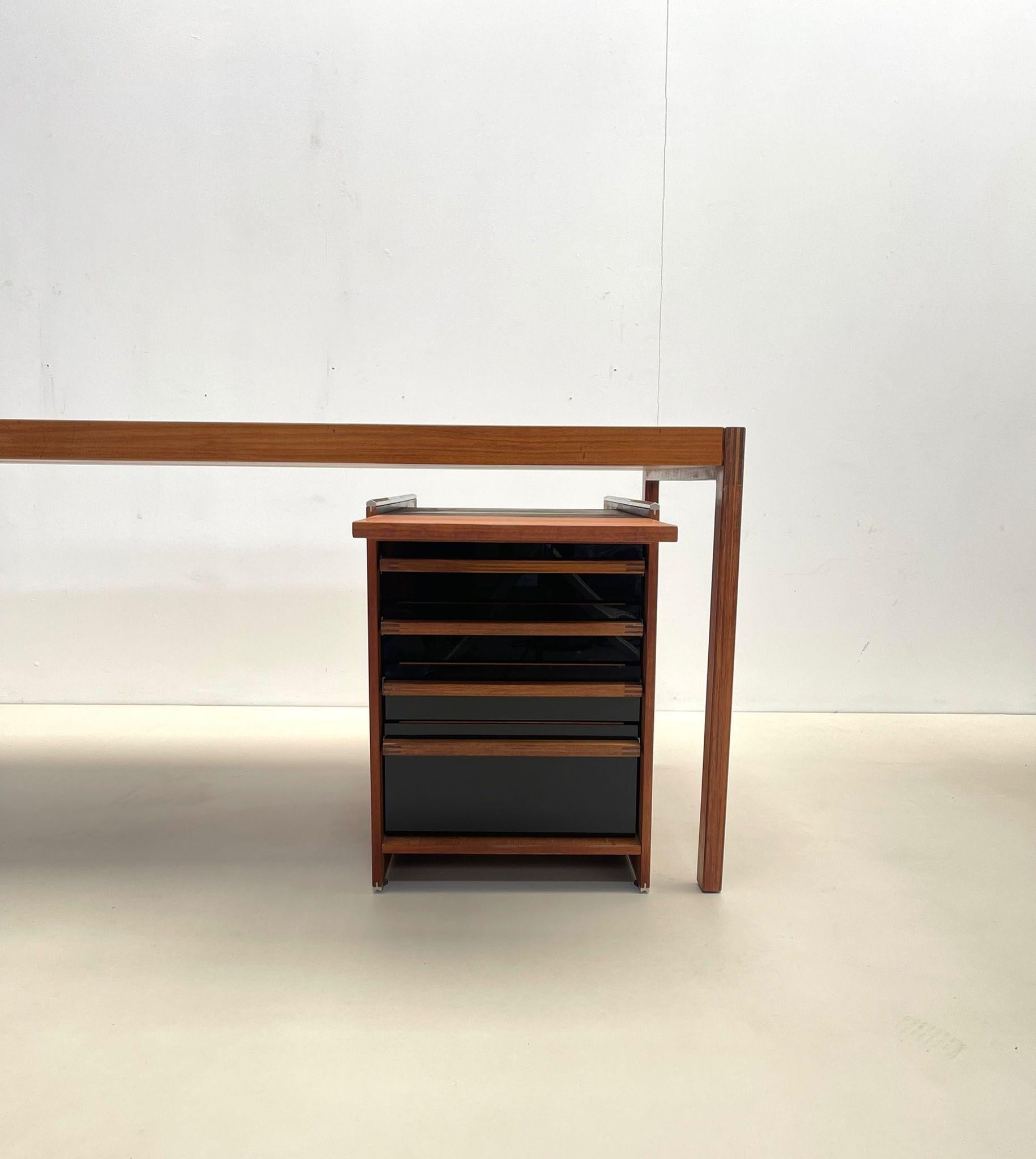 Mid-Century Wooden Scandinavian Desk with Drawers, 1960s For Sale 8