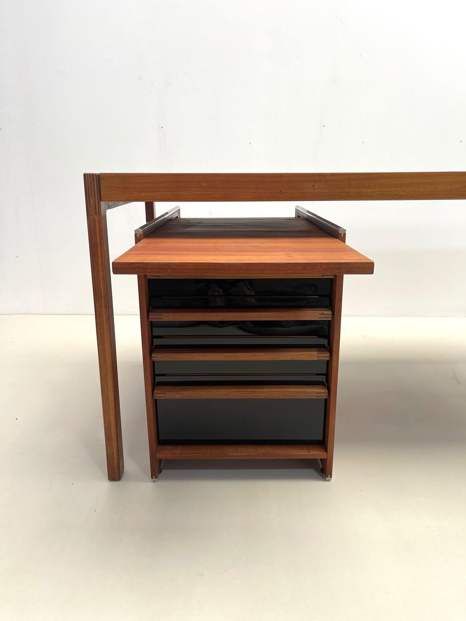 Mid-Century Wooden Scandinavian Desk with Drawers, 1960s For Sale 11