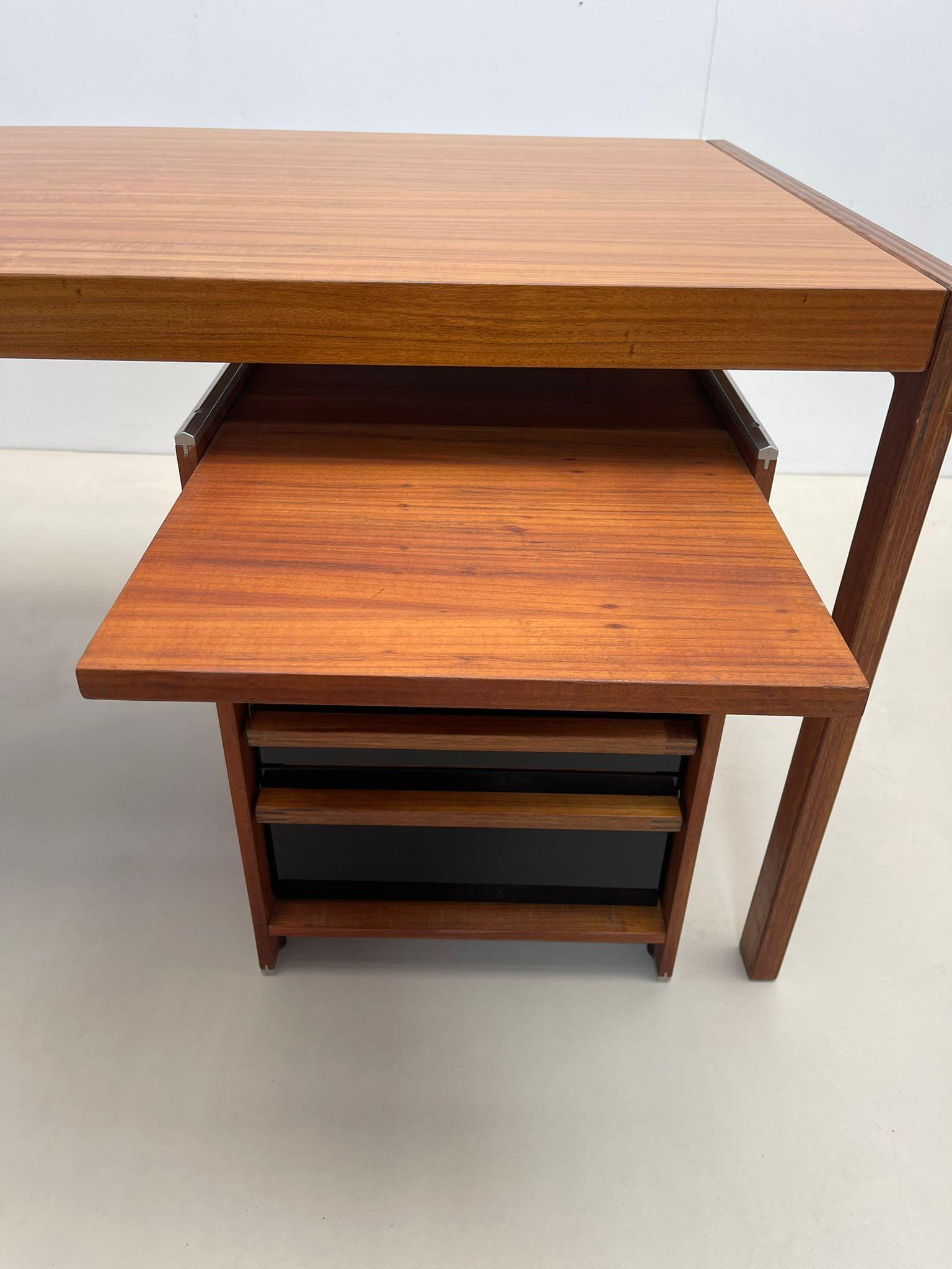 Mid-century wooden scandinavian desk with drawers - 1960s.