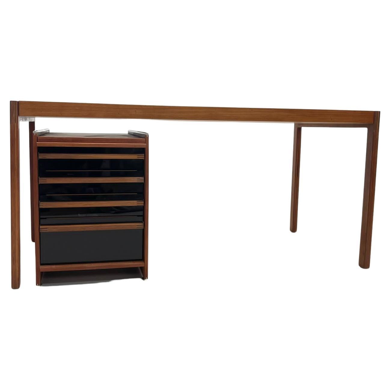 Mid-Century Wooden Scandinavian Desk with Drawers, 1960s For Sale