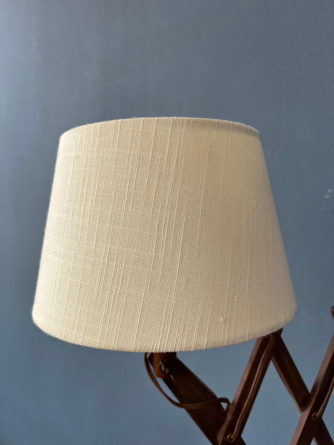 Mid Century Wooden Scissor Wall Lamp with Beige Shade, 1970s For Sale 2