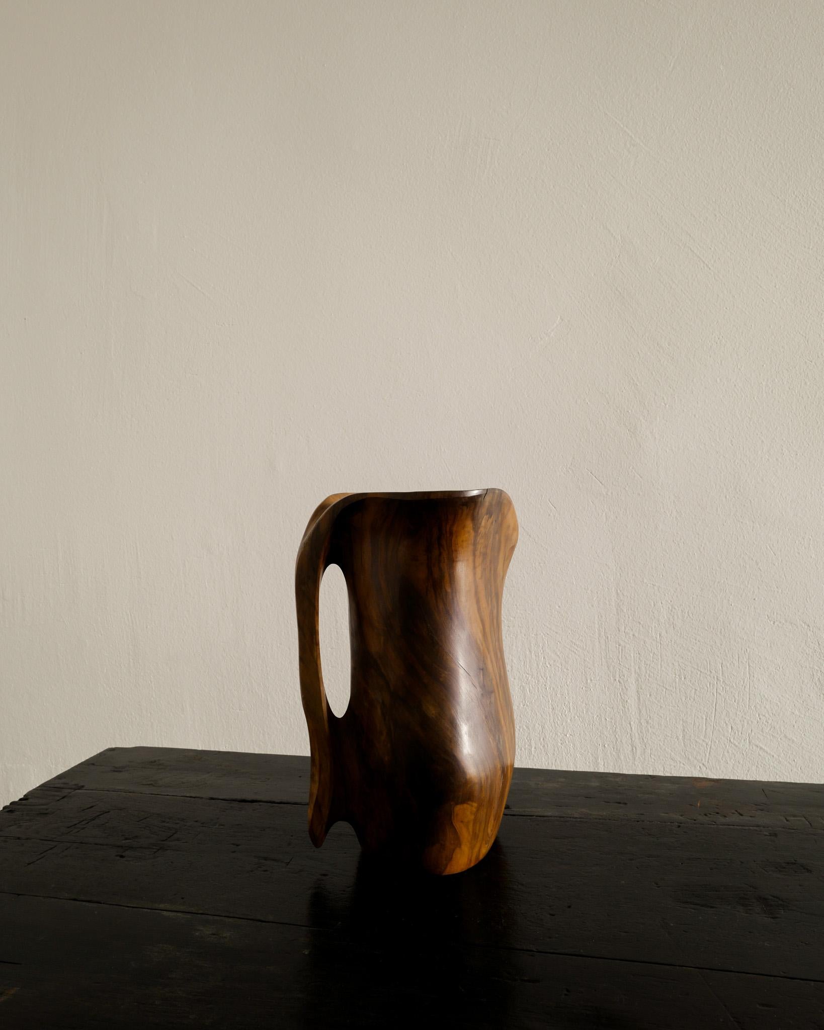 Mid-Century Modern Mid Century Wooden Sculptural Free Form Pitcher in style of Alexandre Noll 1950s For Sale
