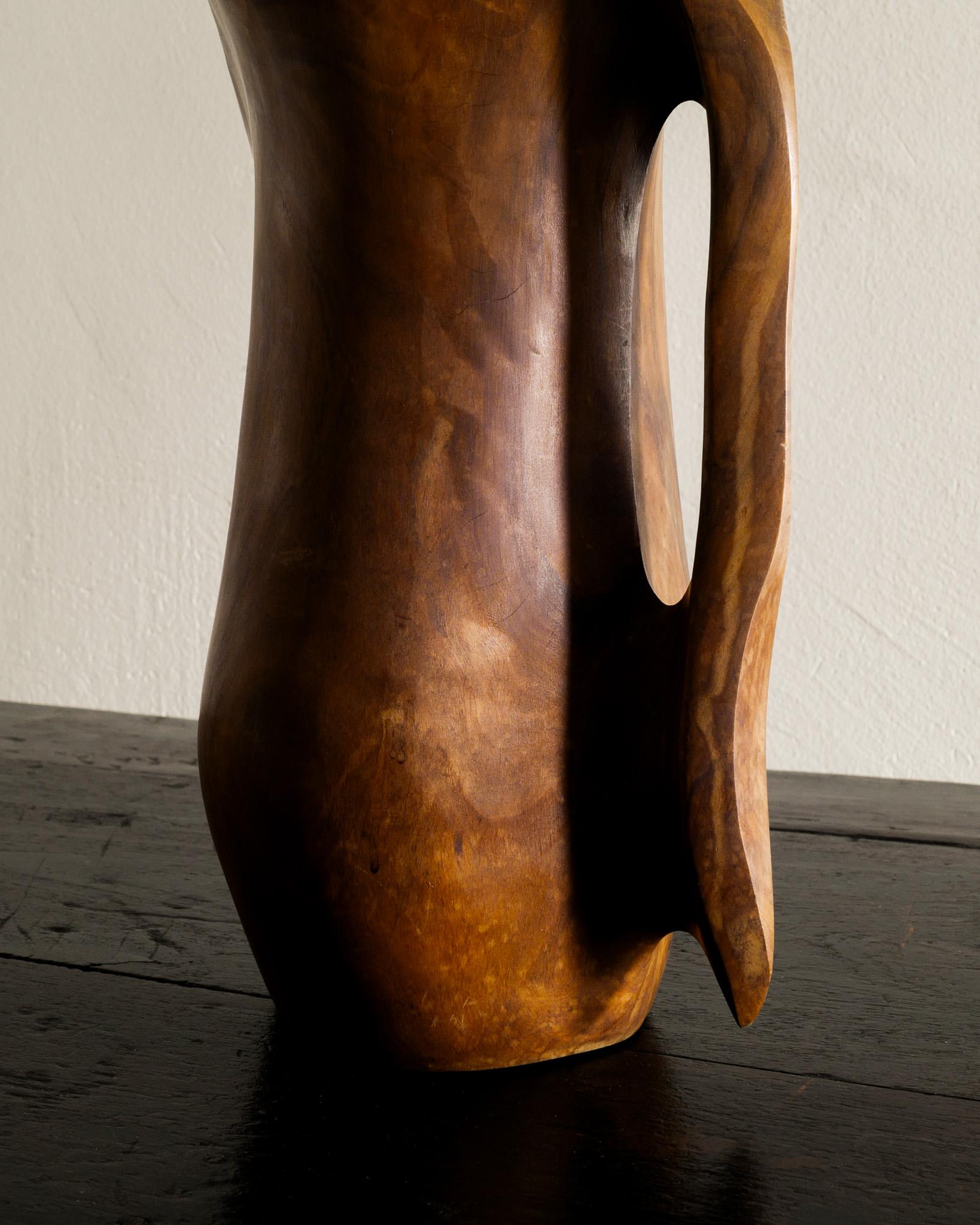 Mid-20th Century Mid Century Wooden Sculptural Free Form Pitcher in style of Alexandre Noll 1950s For Sale