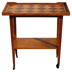 Mid-Century hölzerne Servierwagen-Inlay Arbeit-Französisch Vintage hölzerne Bar Cart-50s