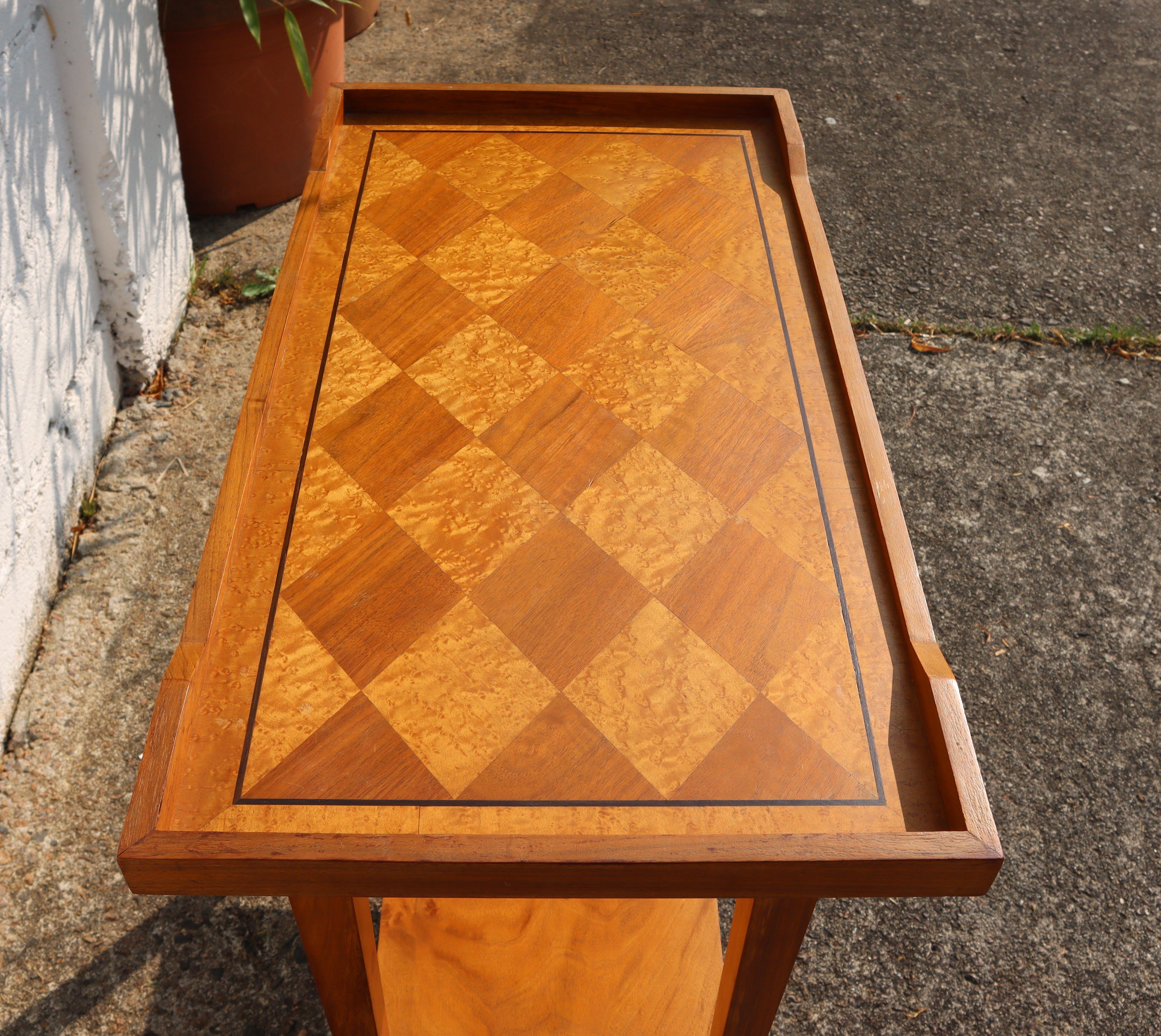 Mid-Century hölzerne Servierwagen-Inlay Arbeit-Französisch Vintage hölzerne Bar Cart-50s (Mitte des 20. Jahrhunderts)