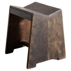 Sgabello da cucito in legno di metà secolo in teak di Pierre Jeanneret per Chandigarh 1950