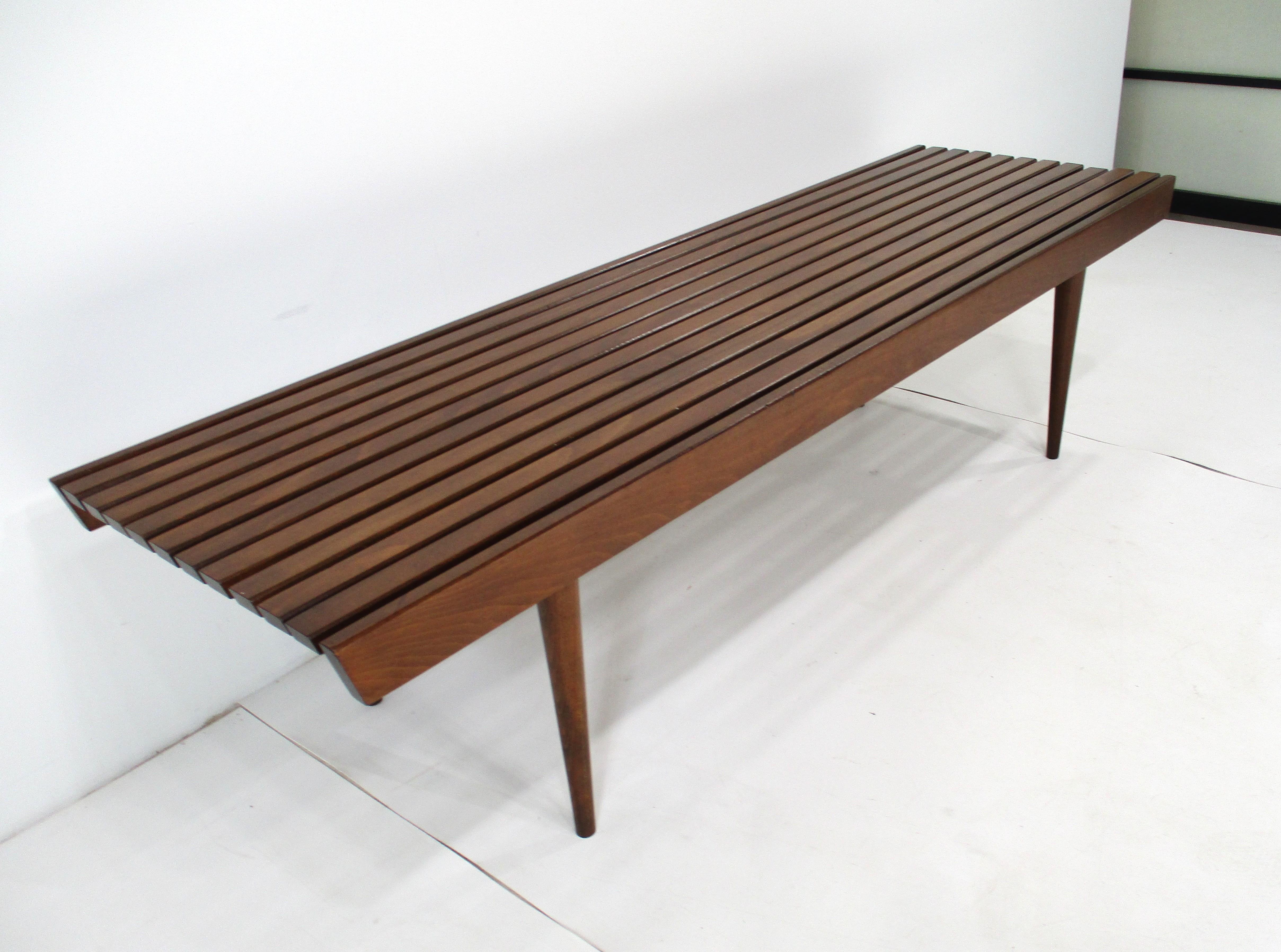Mid-Century Modern Mid Century Wooden Slat Bench or Coffee Table For Sale