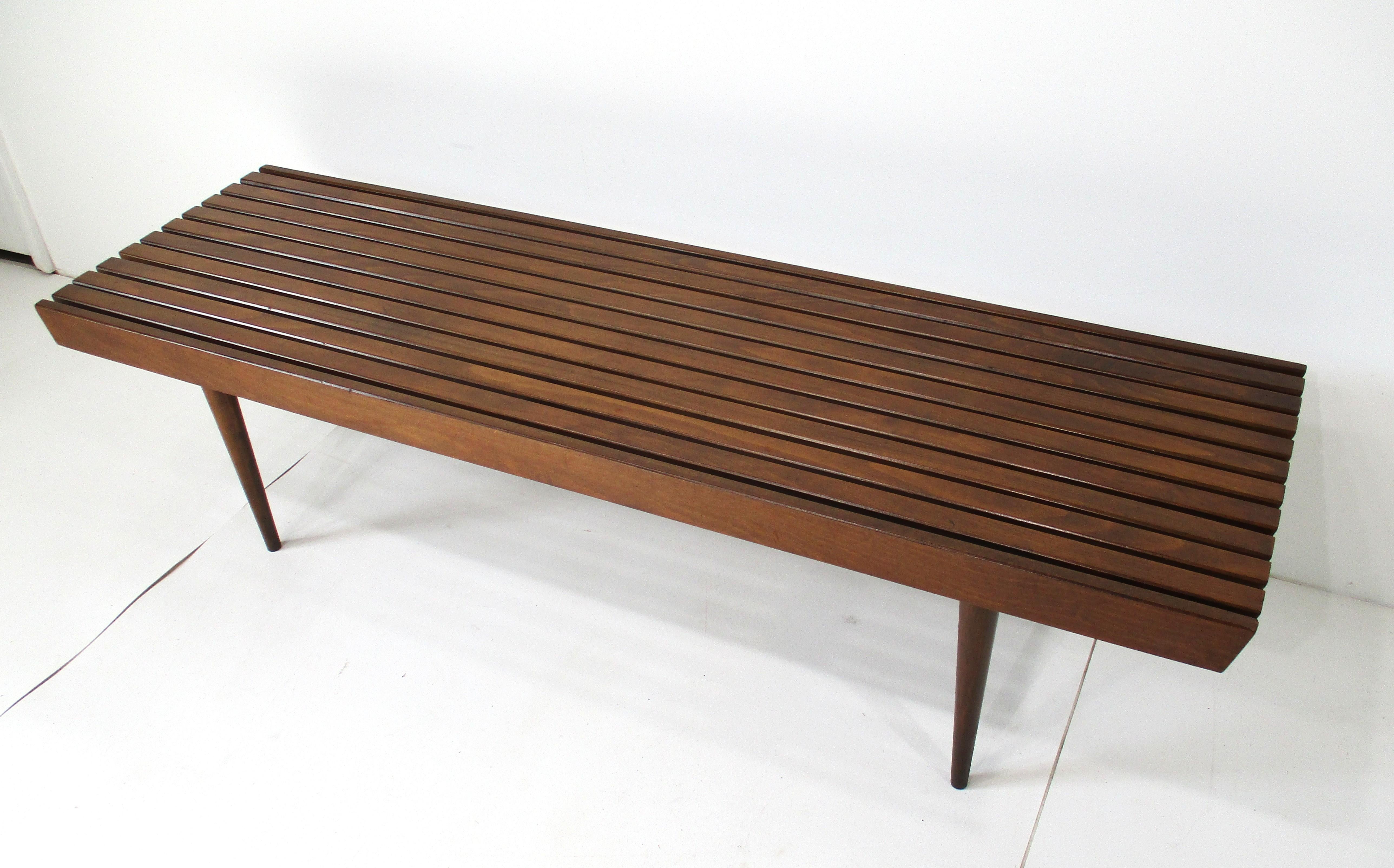 Unknown Mid Century Wooden Slat Bench or Coffee Table For Sale