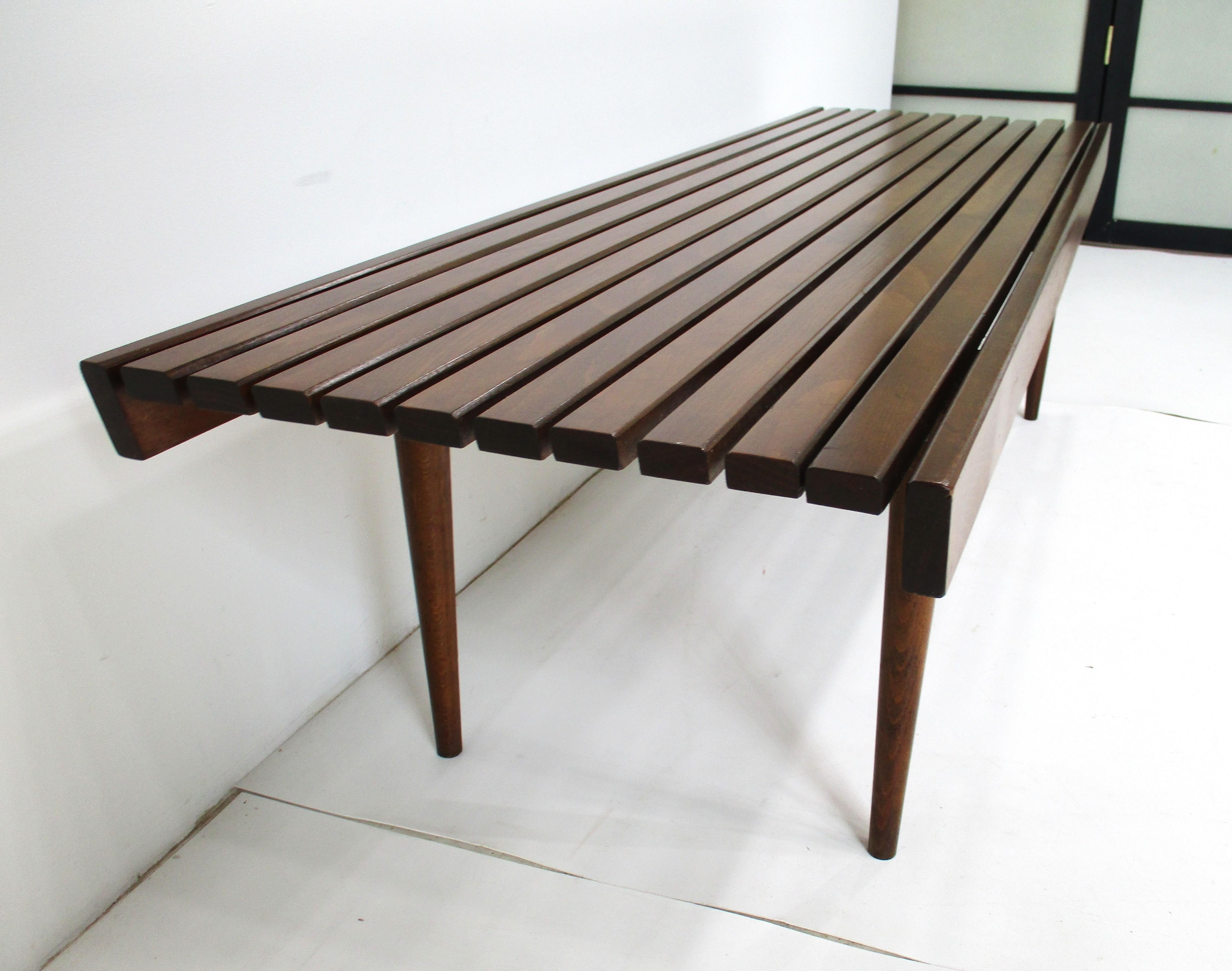 20th Century Mid Century Wooden Slat Bench or Coffee Table For Sale