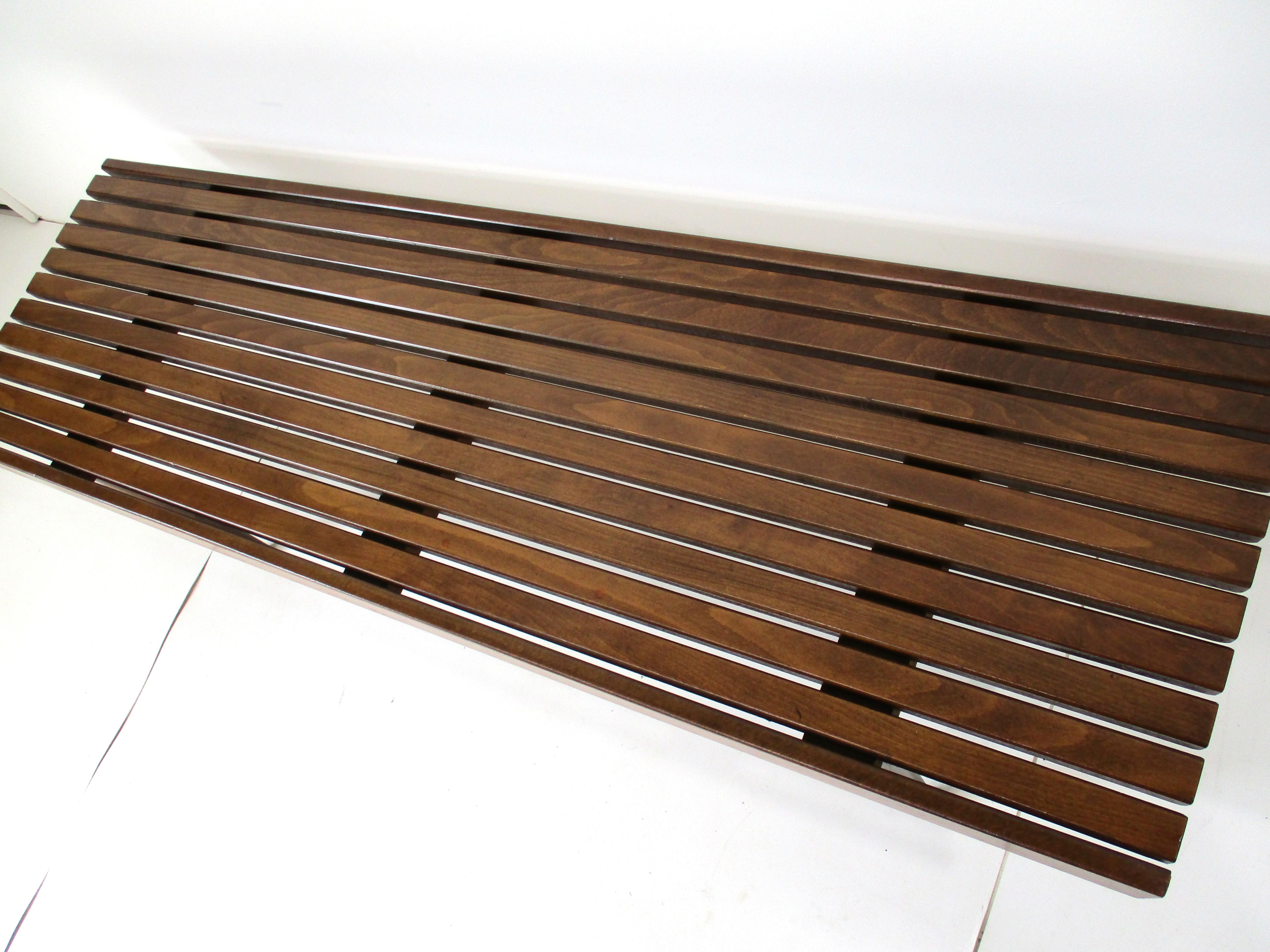 Mid Century Wooden Slat Bench or Coffee Table For Sale 1