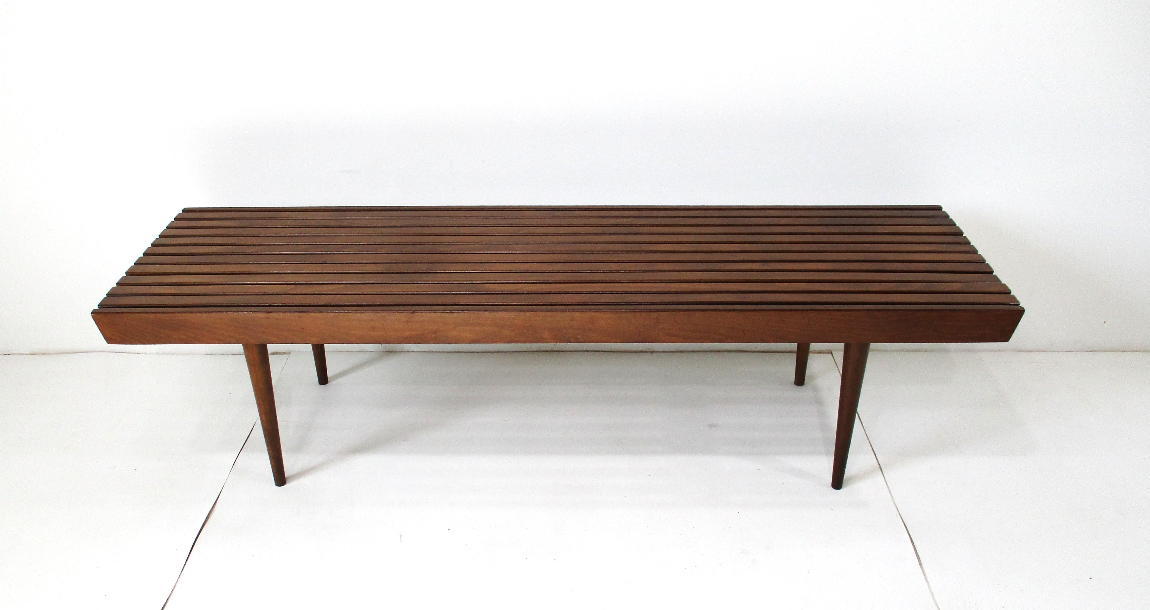 Mid Century Wooden Slat Bench or Coffee Table For Sale 3