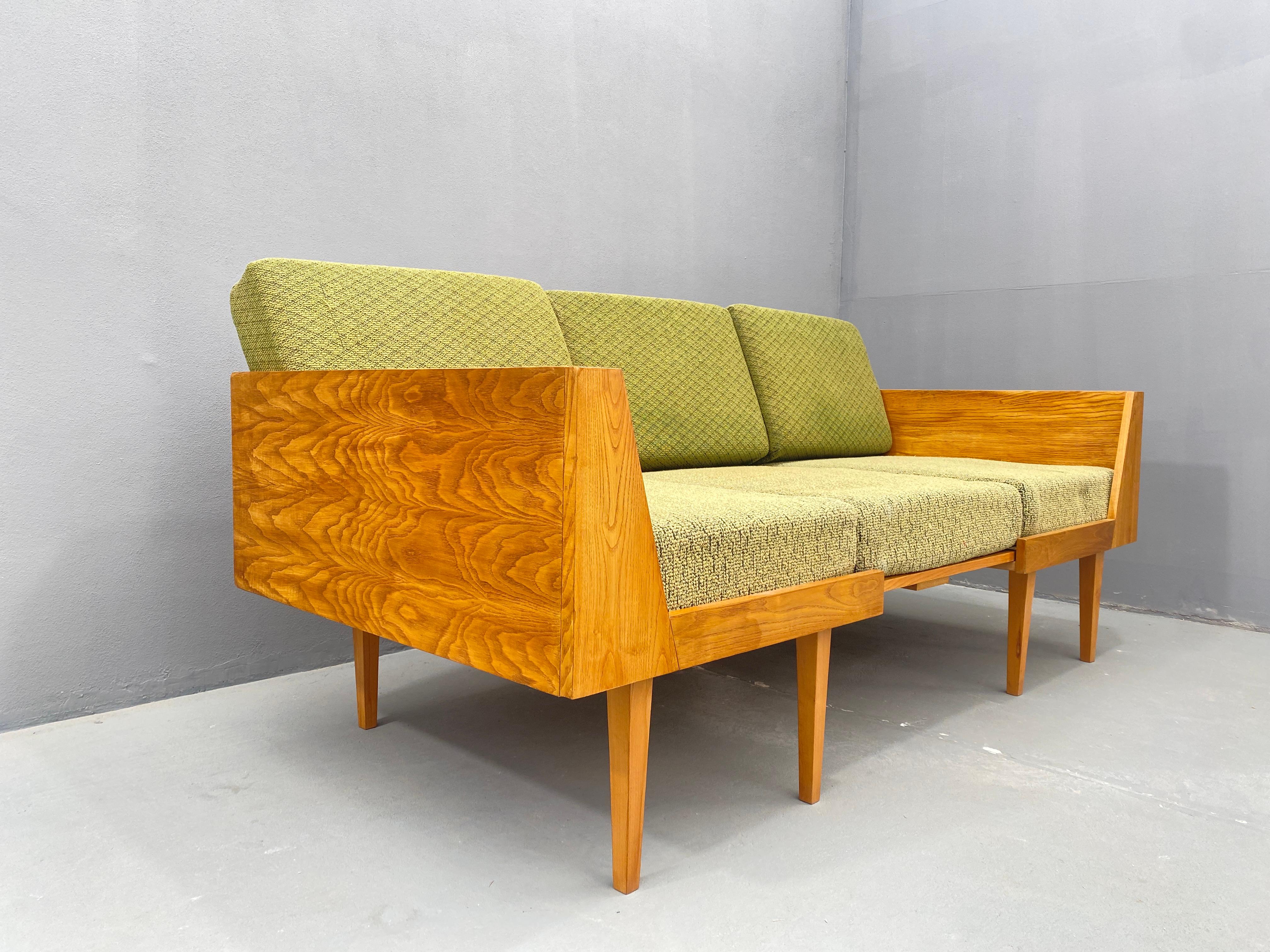 Mid century wooden Sofa with side Table – Modular Design, 1970's For ...