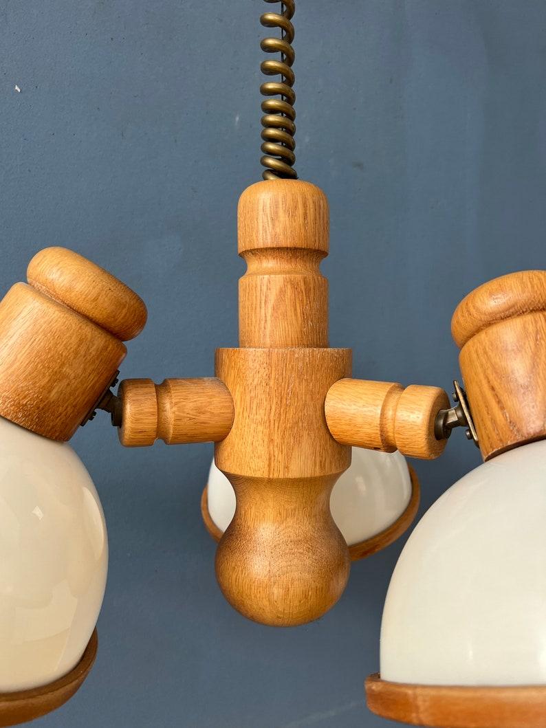 XX secolo Lampada a sospensione con lampadario Steinhauer in legno di metà secolo con paralume in plexiglass, anni '70 in vendita
