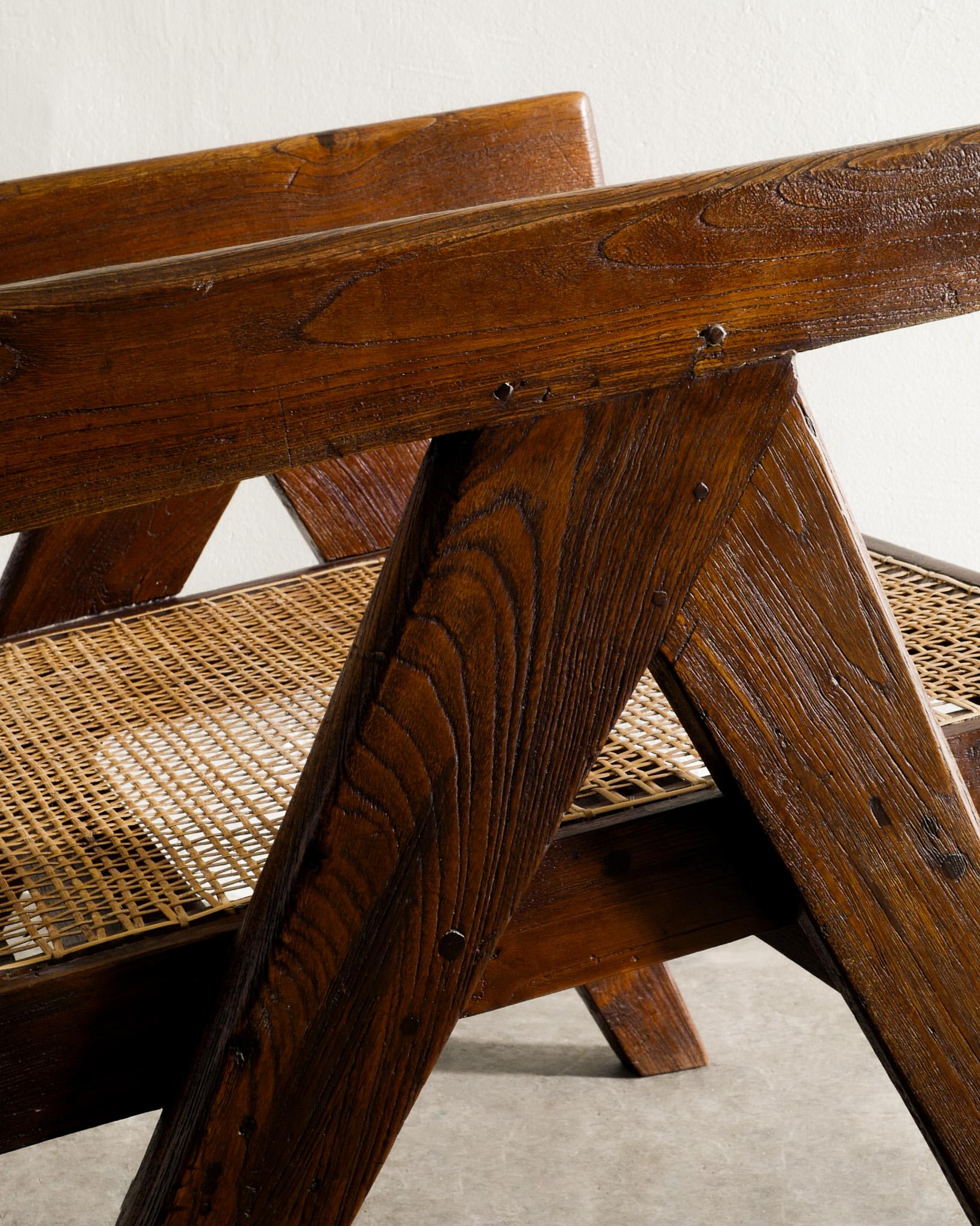 Mid-Century Modern Mid Century Wooden Teak Easy Armchair by Pierre Jeanneret Produced in 1950s  For Sale