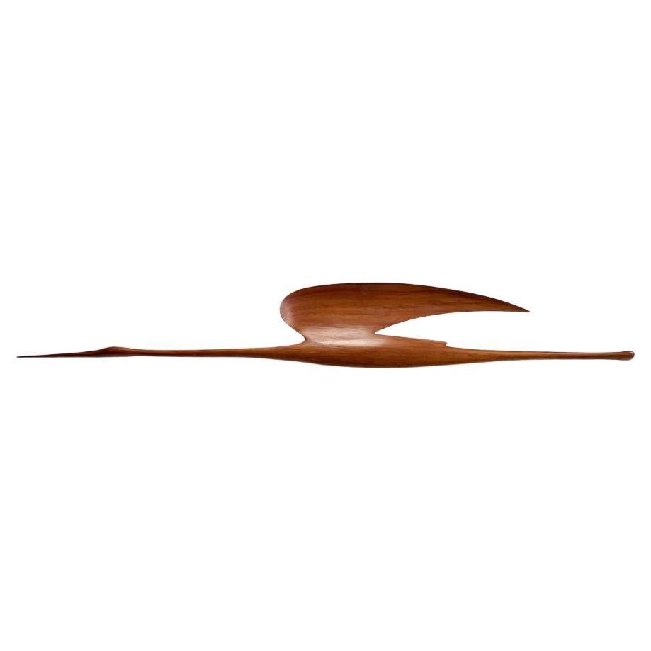 Pájaro decorativo de pared de madera de teca de mediados de siglo, años 60