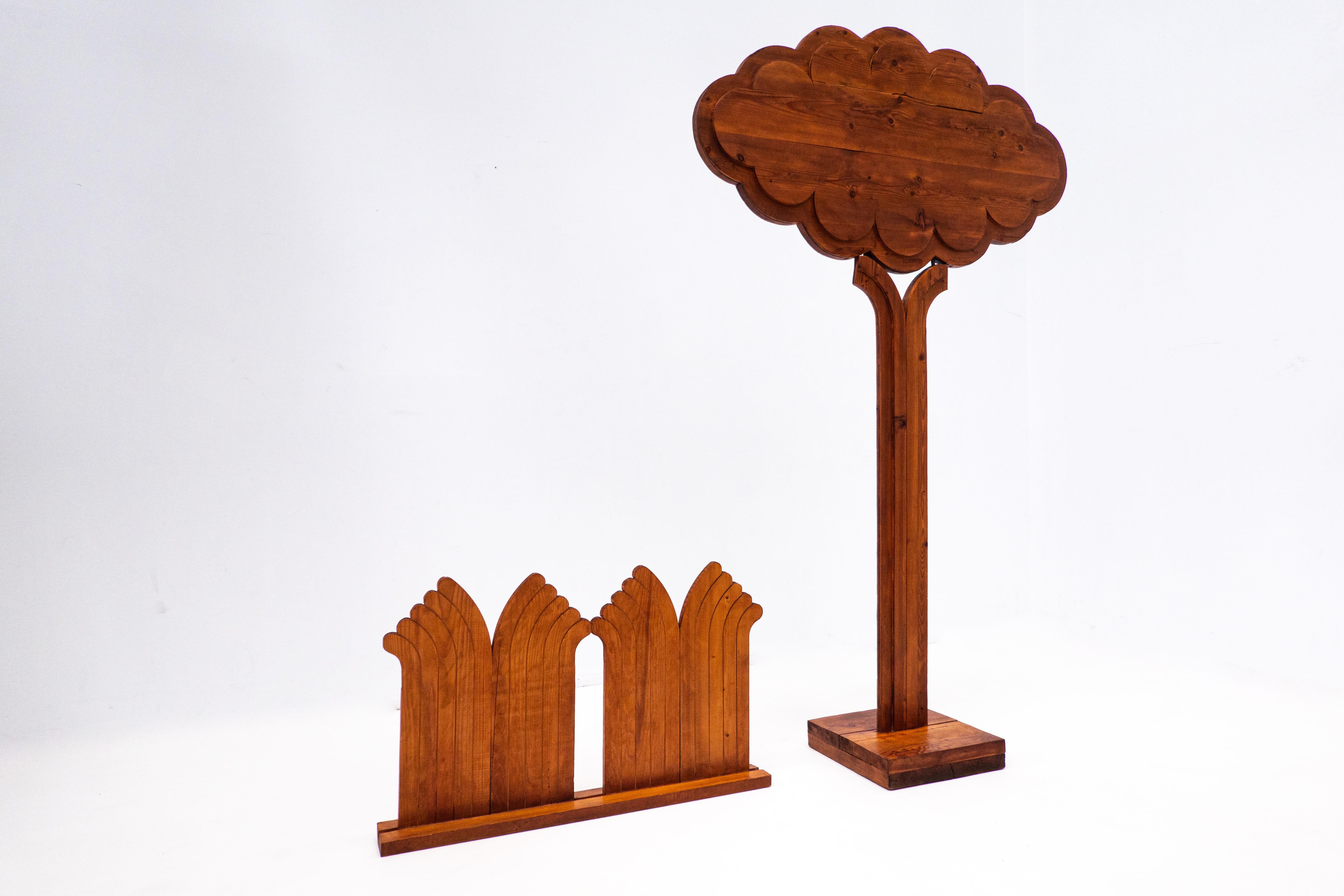 Mid-Century Wooden tree decorative sculpture signed by Giorgio Rastelli - Italy 1970s.
