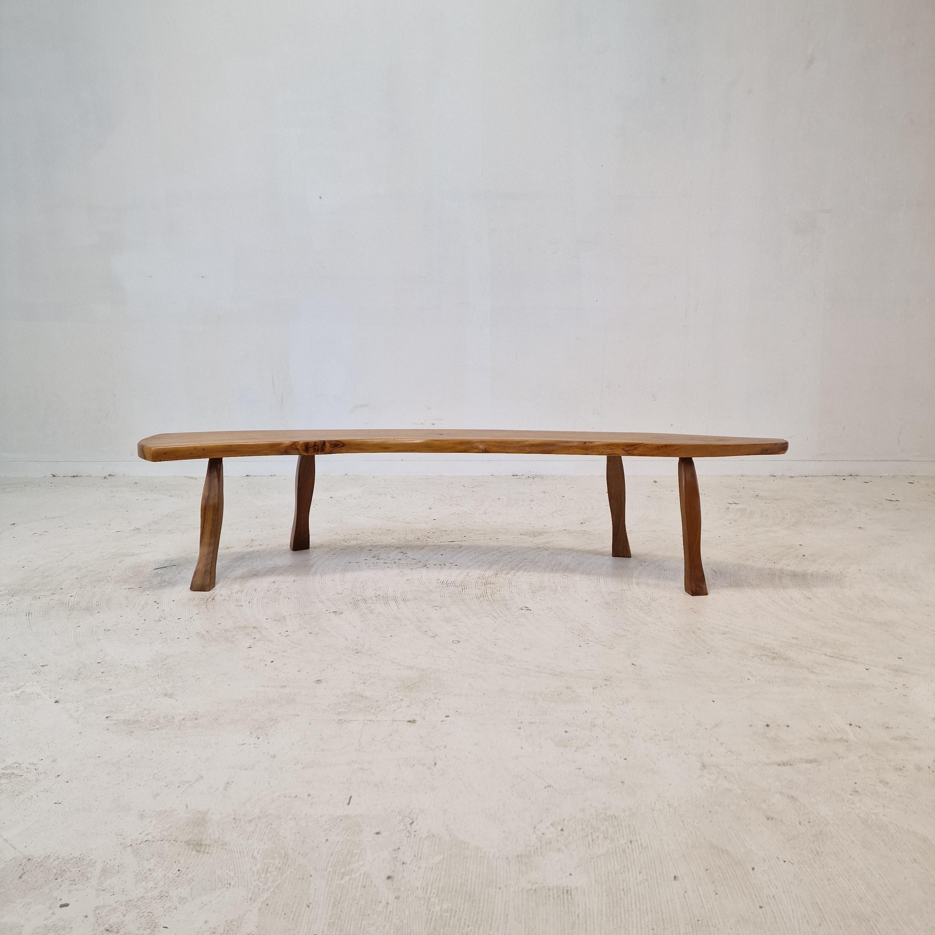 French Mid-Century Wooden Tree Trunk Bench, France 1960s For Sale