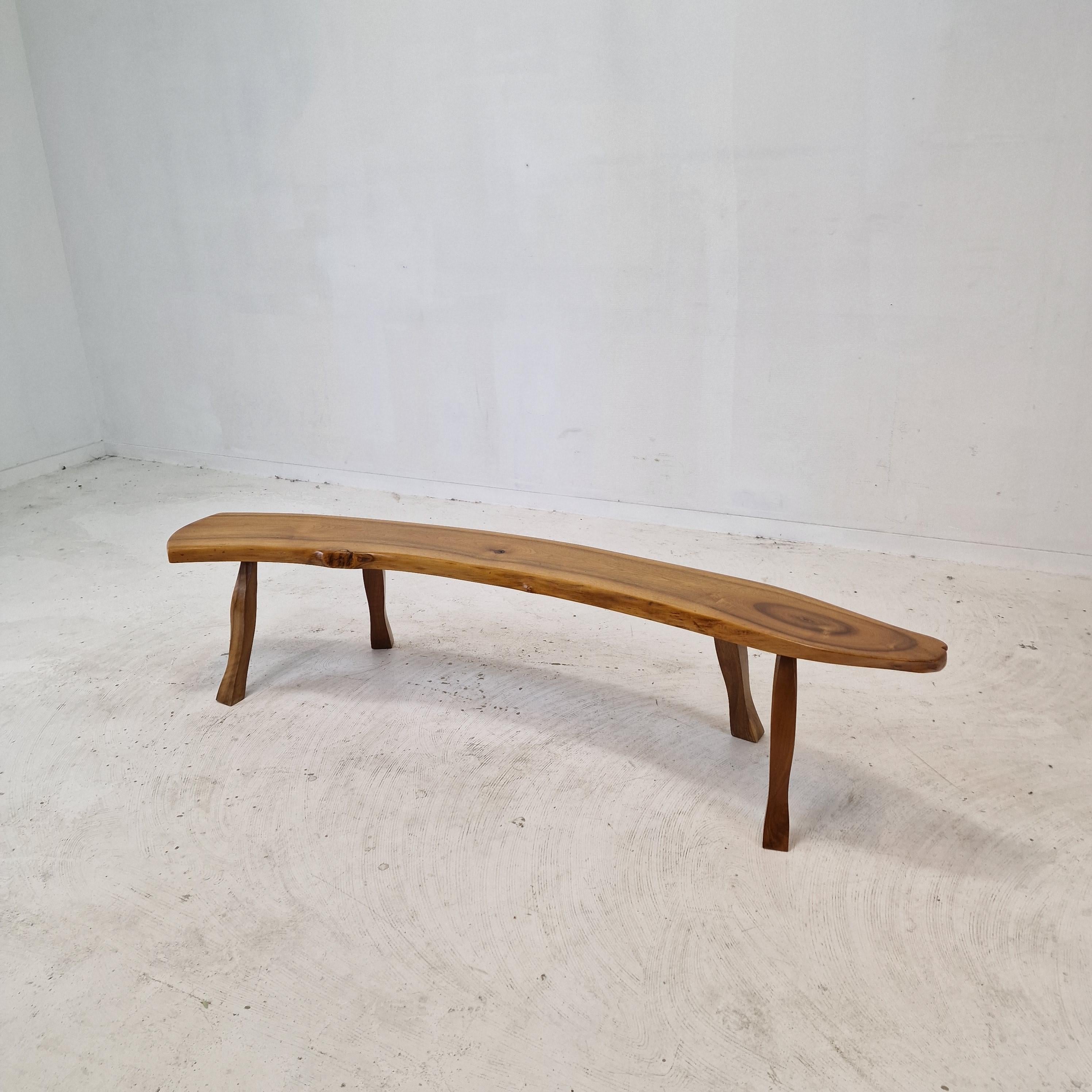 Mid-Century Wooden Tree Trunk Bench, France 1960s For Sale 1
