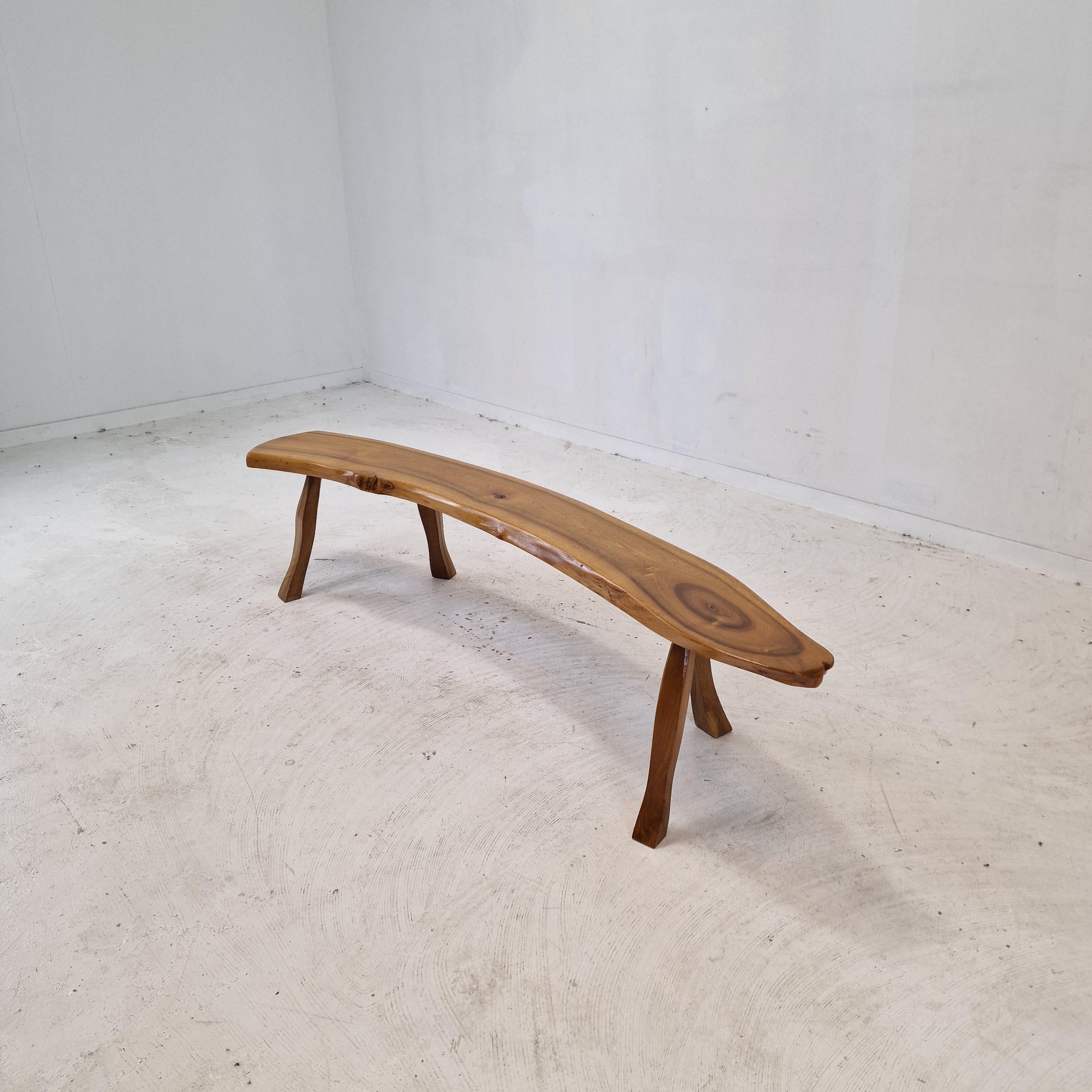 Mid-Century Wooden Tree Trunk Bench, France 1960s For Sale 1