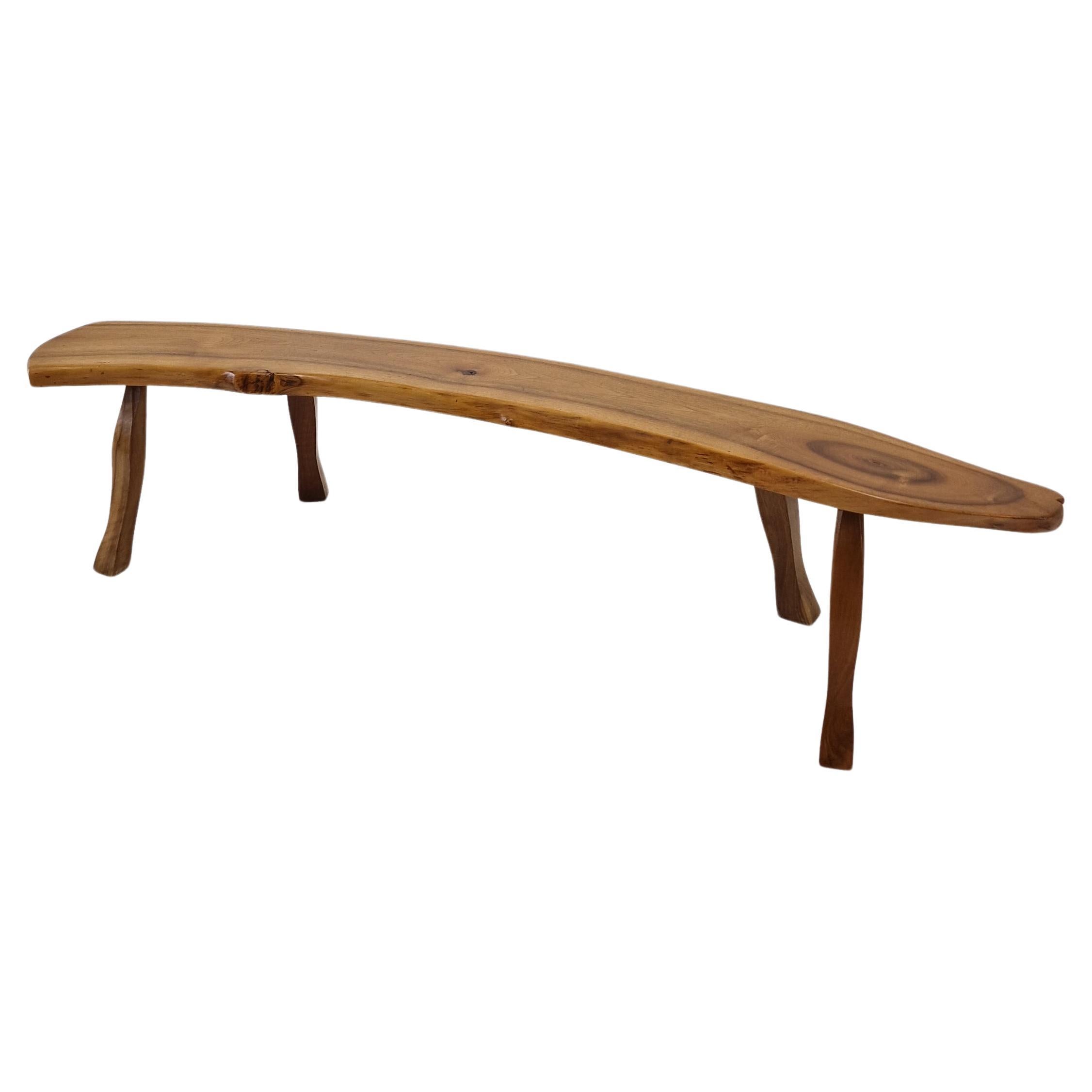 Mid-Century Wooden Tree Trunk Bench, France 1960s