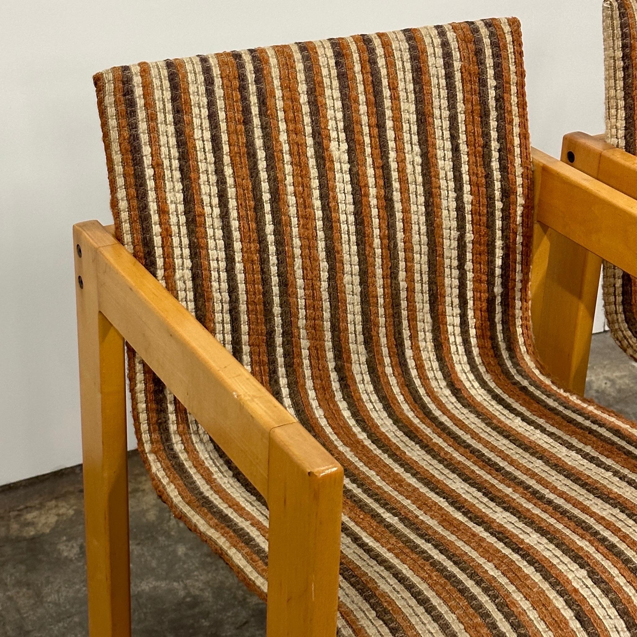 Fabric Mid Century Wooden Upright Chairs For Sale